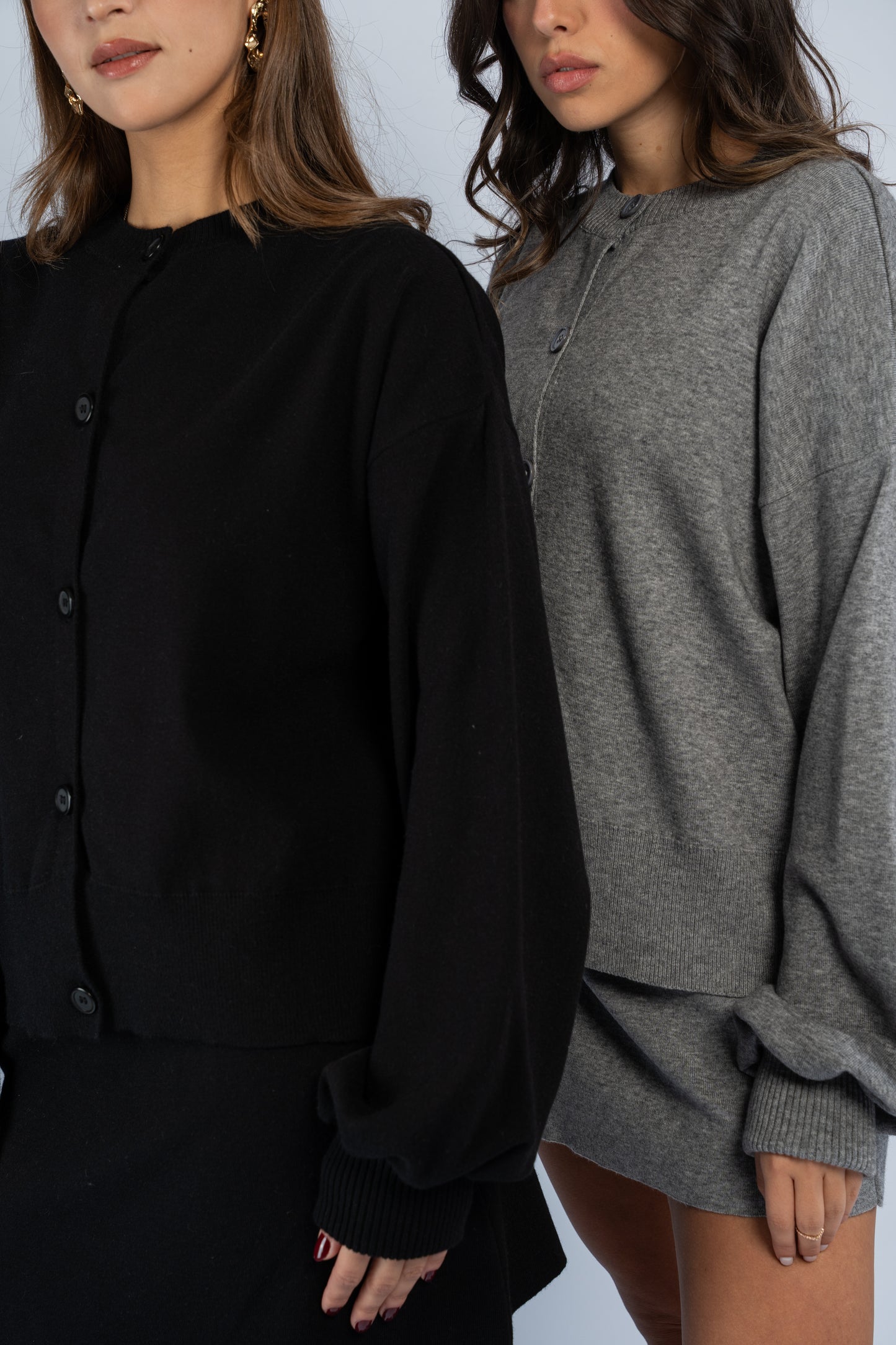 Cardigan skirt knit set