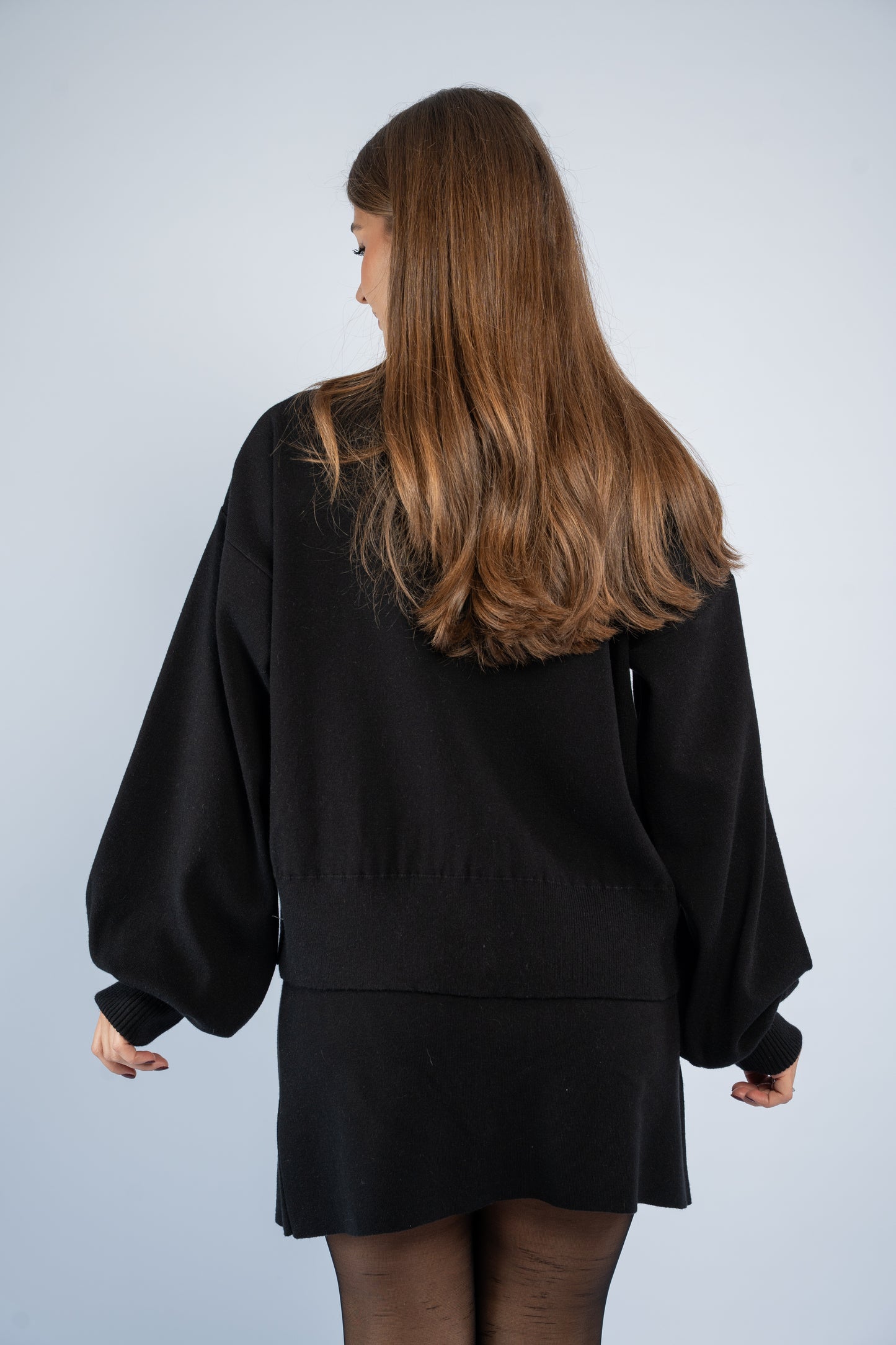 Cardigan skirt knit set