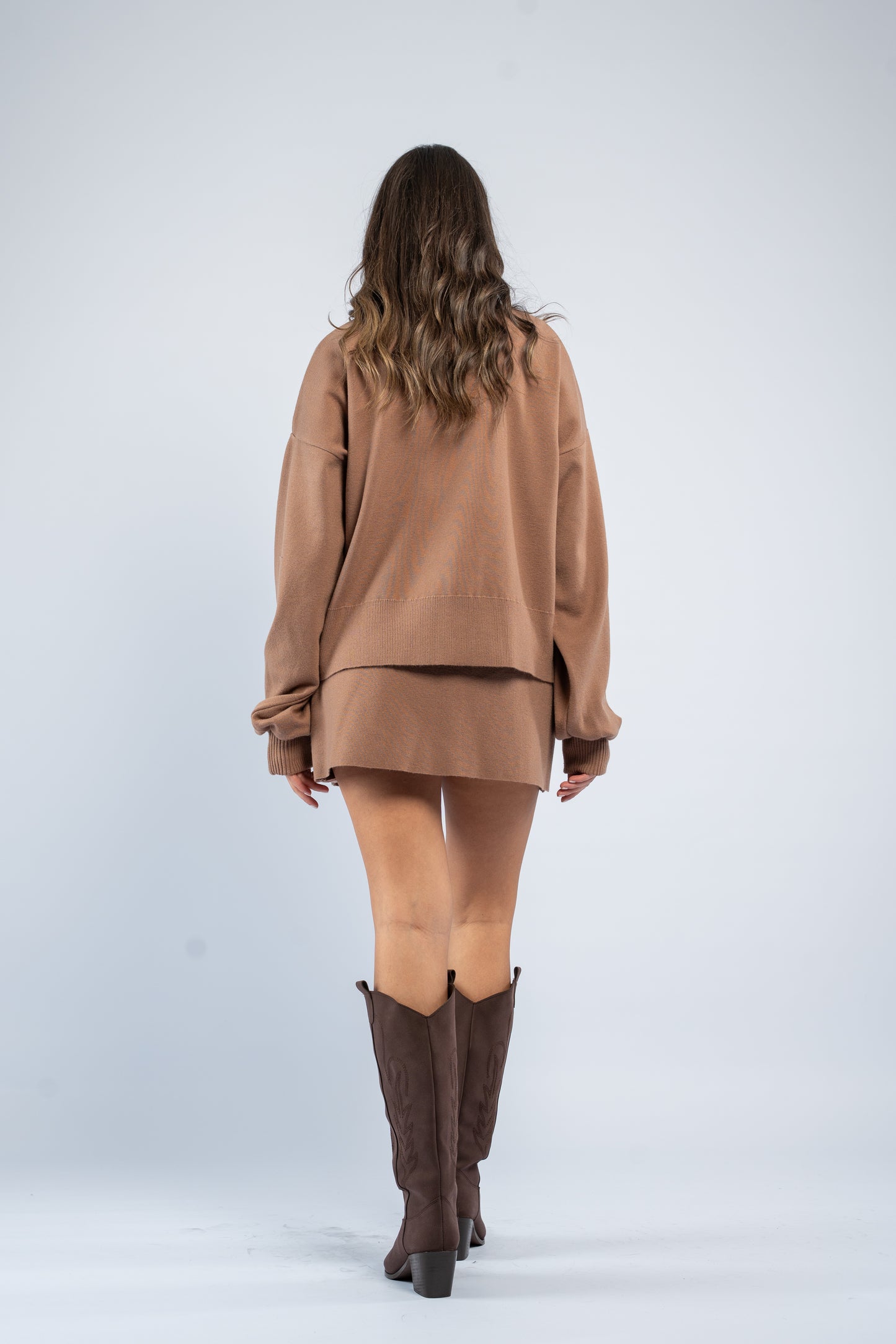 Cardigan skirt knit set