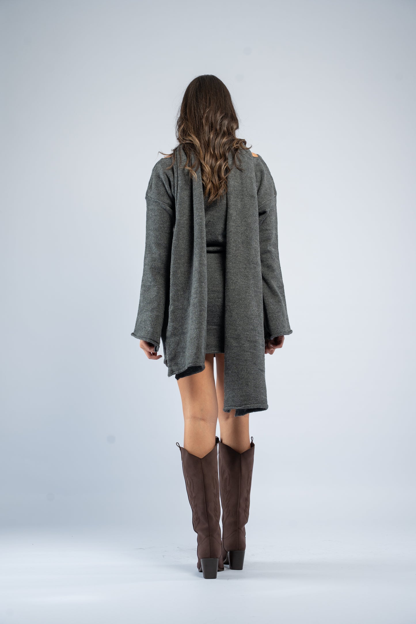 Wool dress with scarf