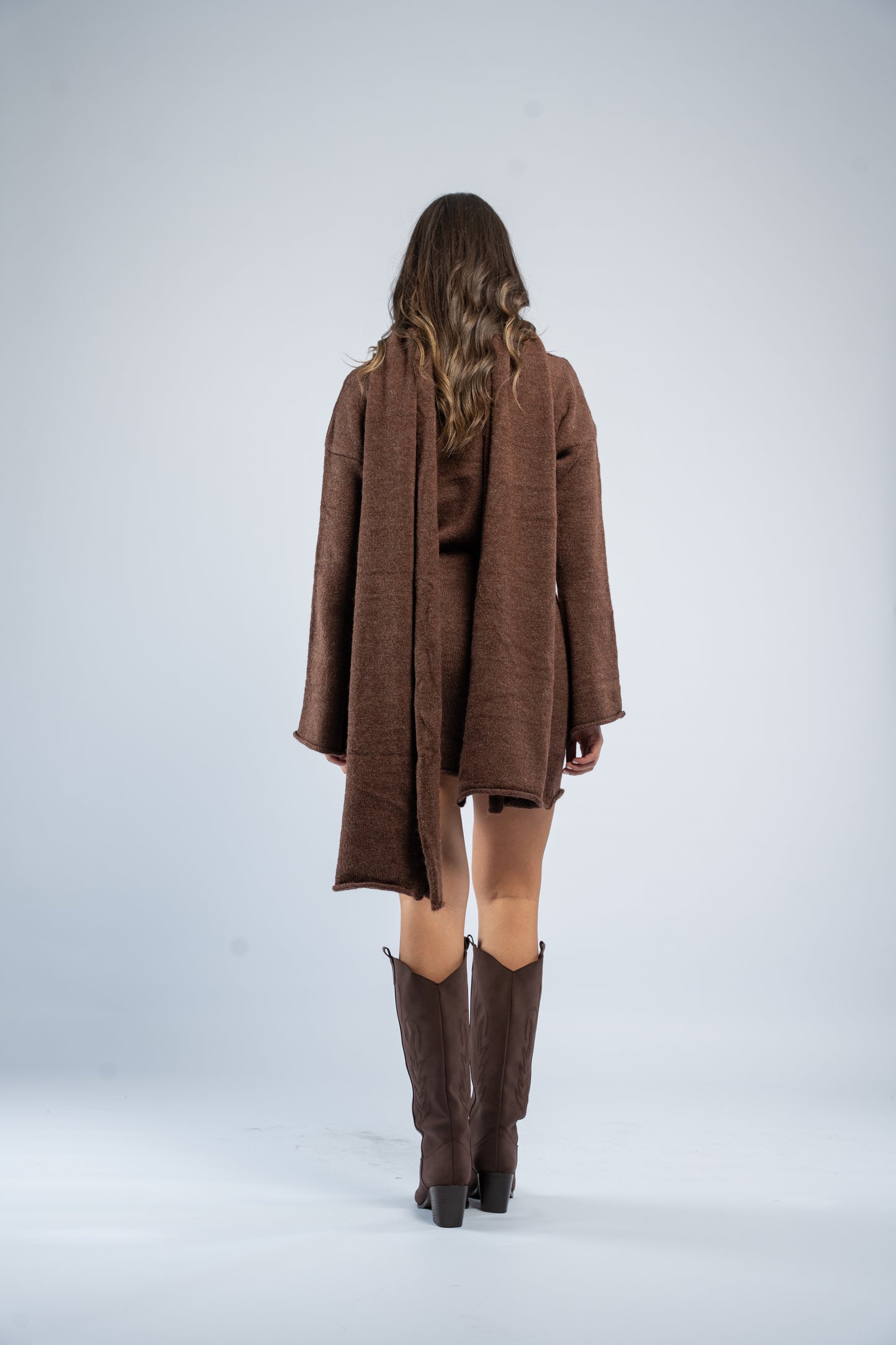 Wool dress with scarf