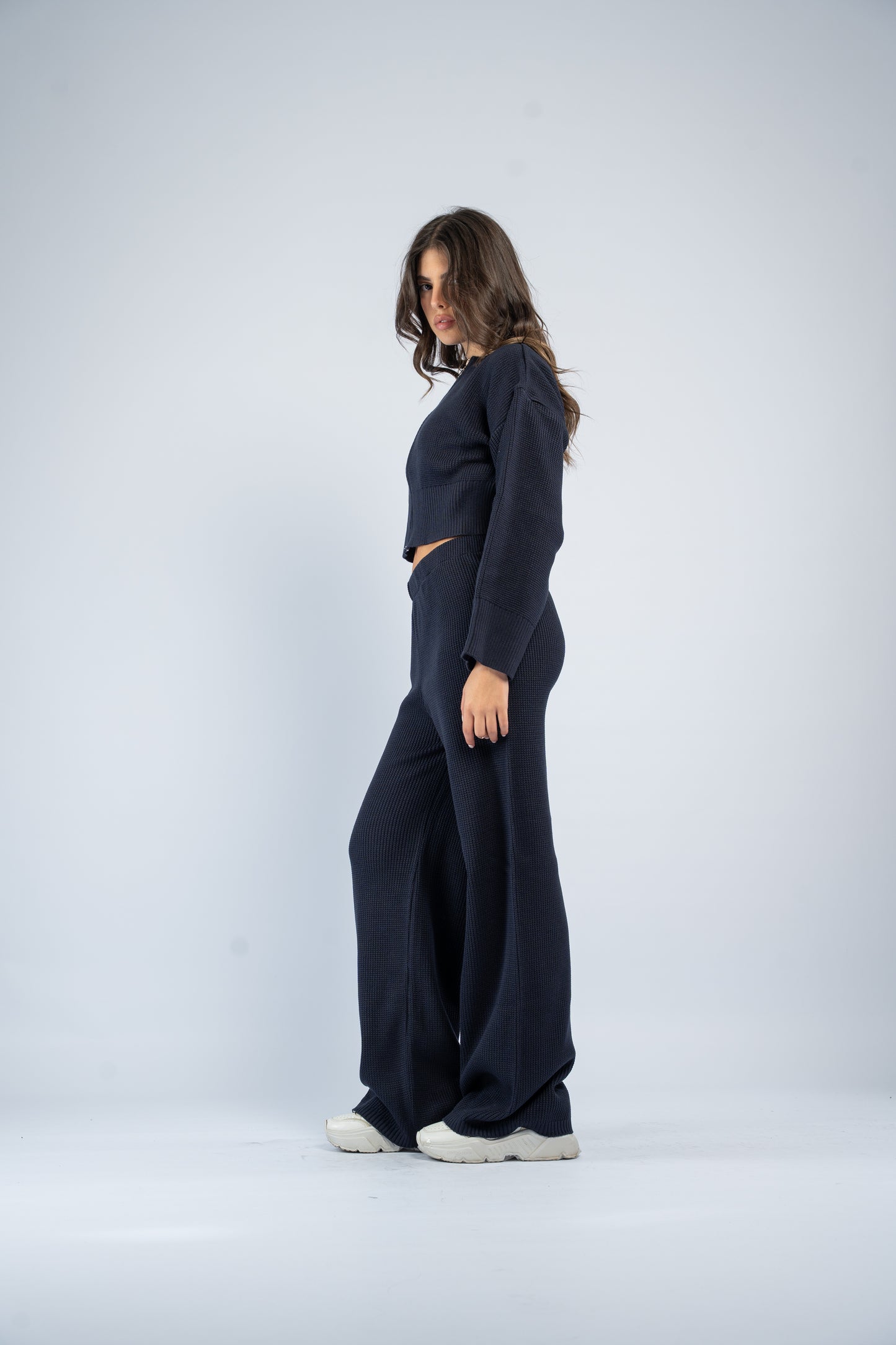 Cropped jacket knit set