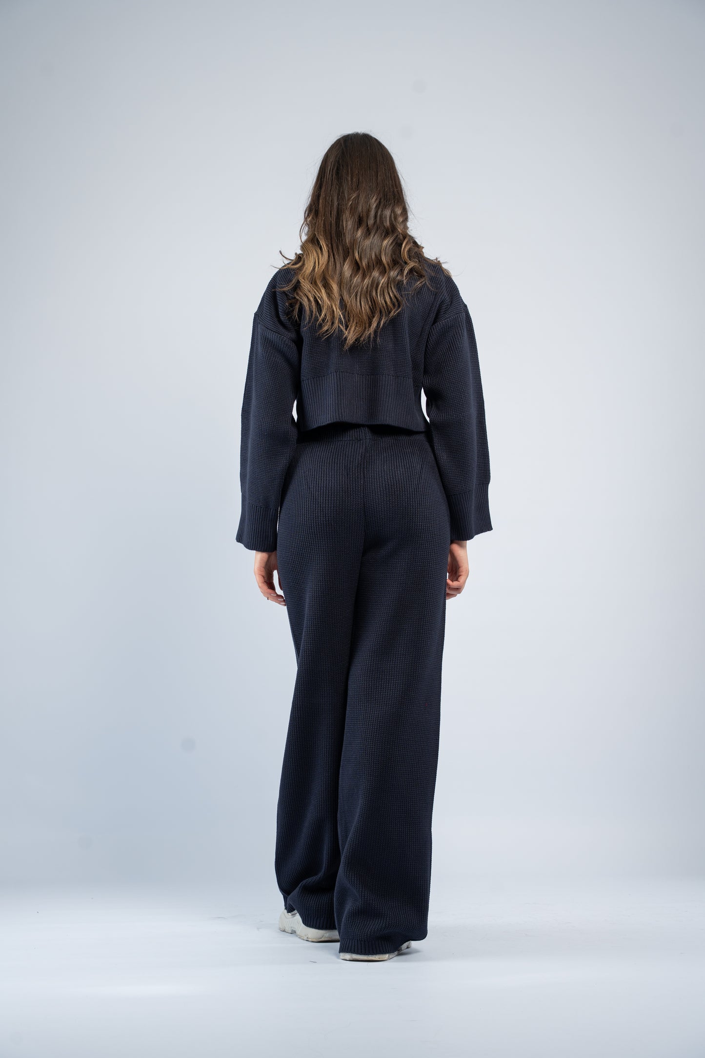 Cropped jacket knit set