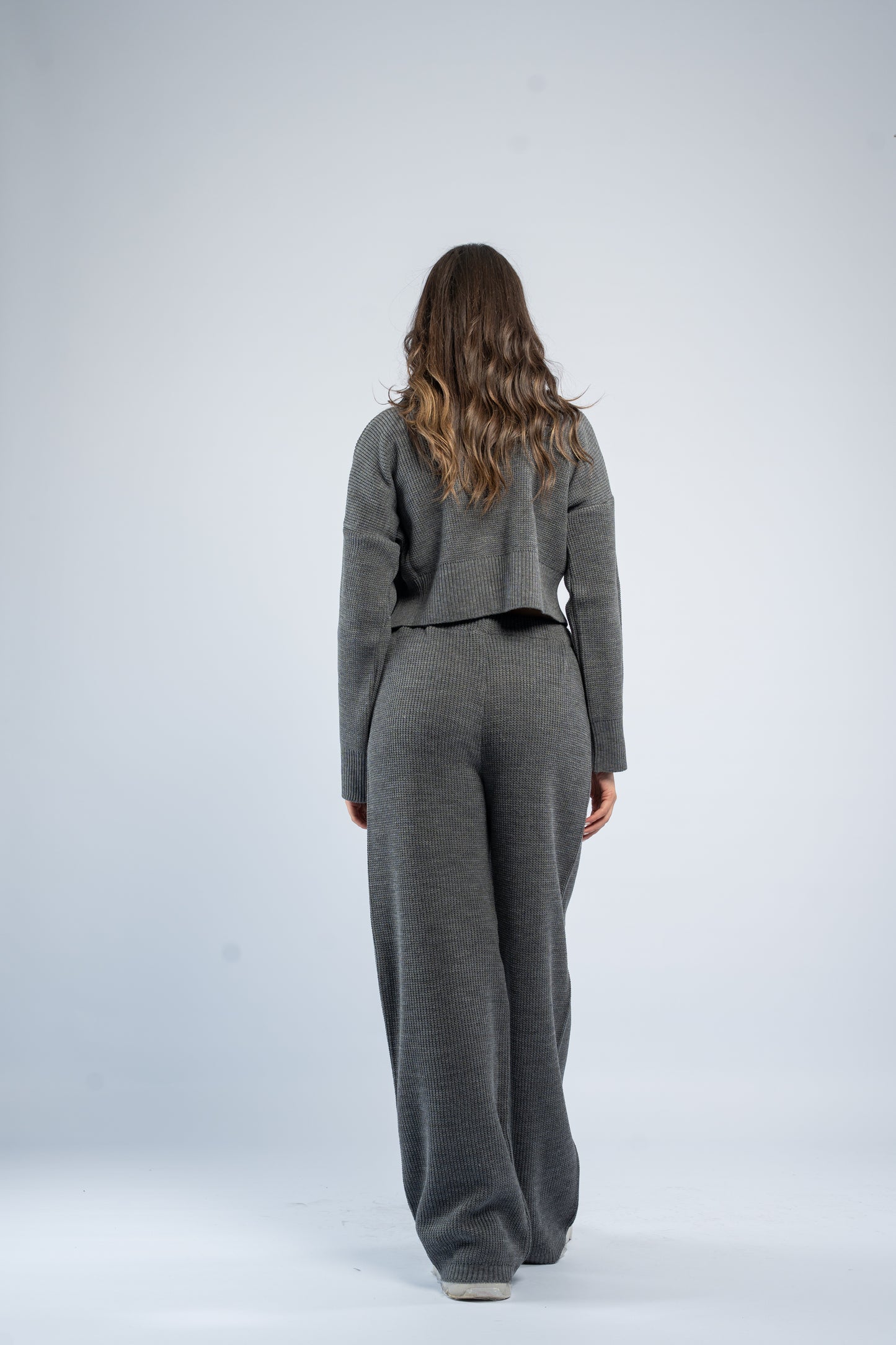 Cropped jacket knit set