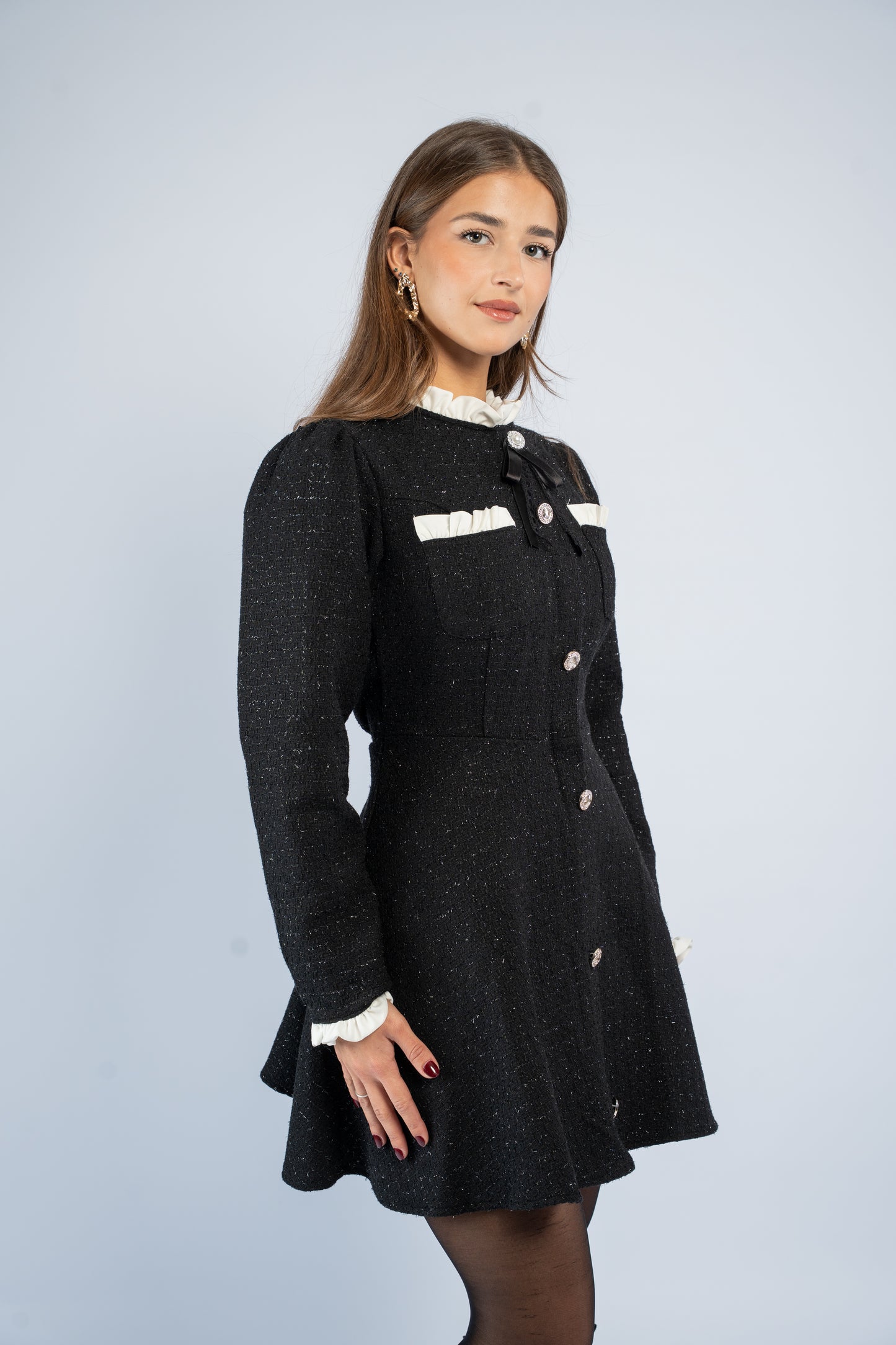 Buttoned tweed dress