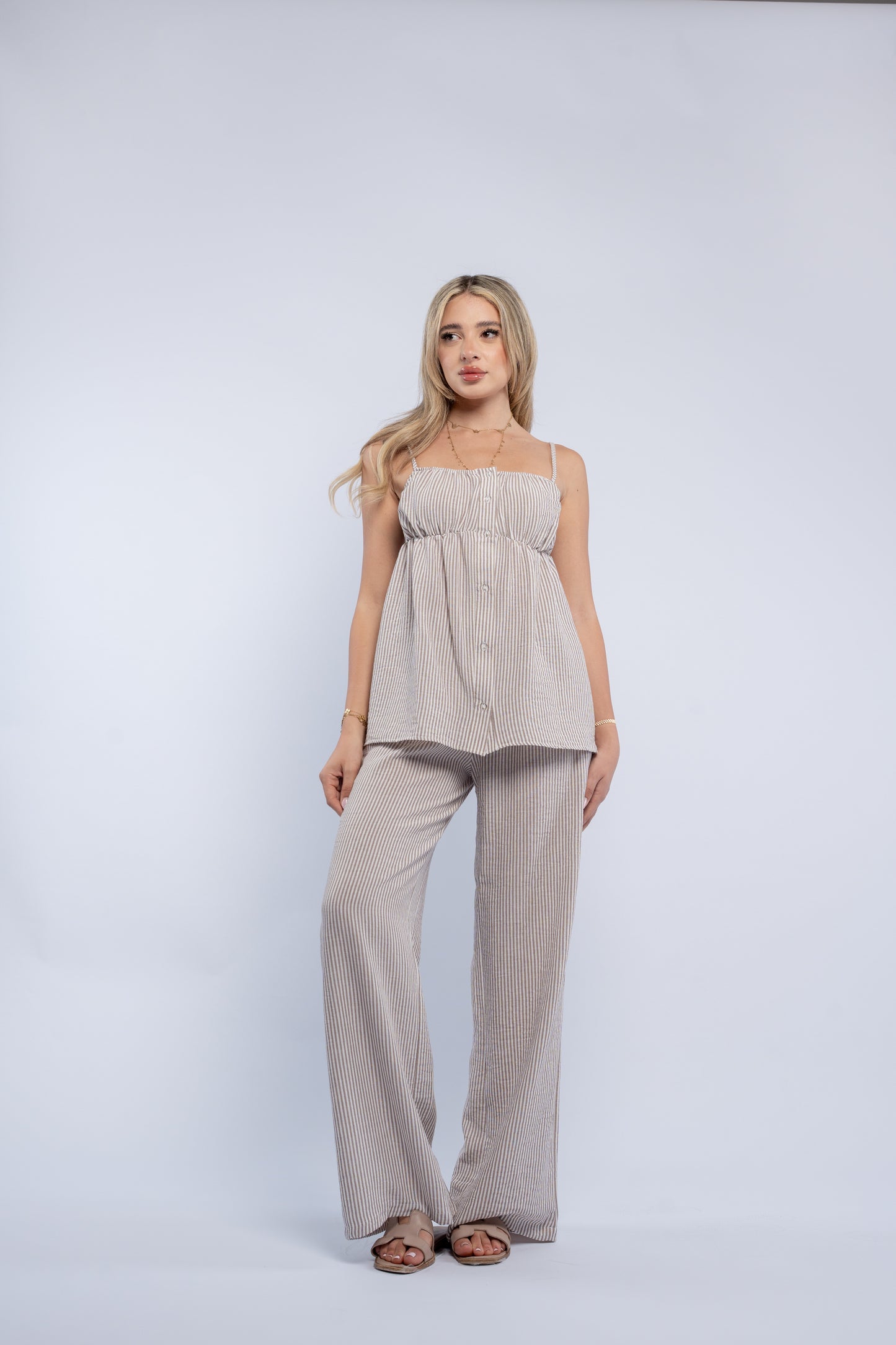 Breeze button striped set