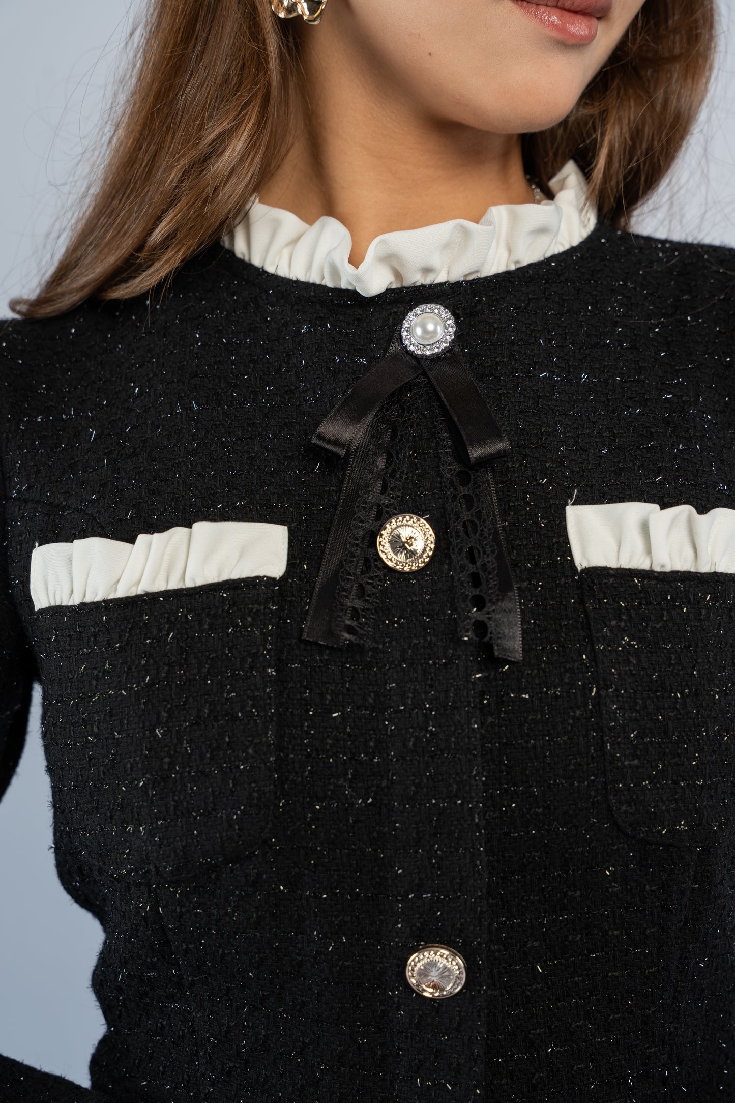 Buttoned tweed dress