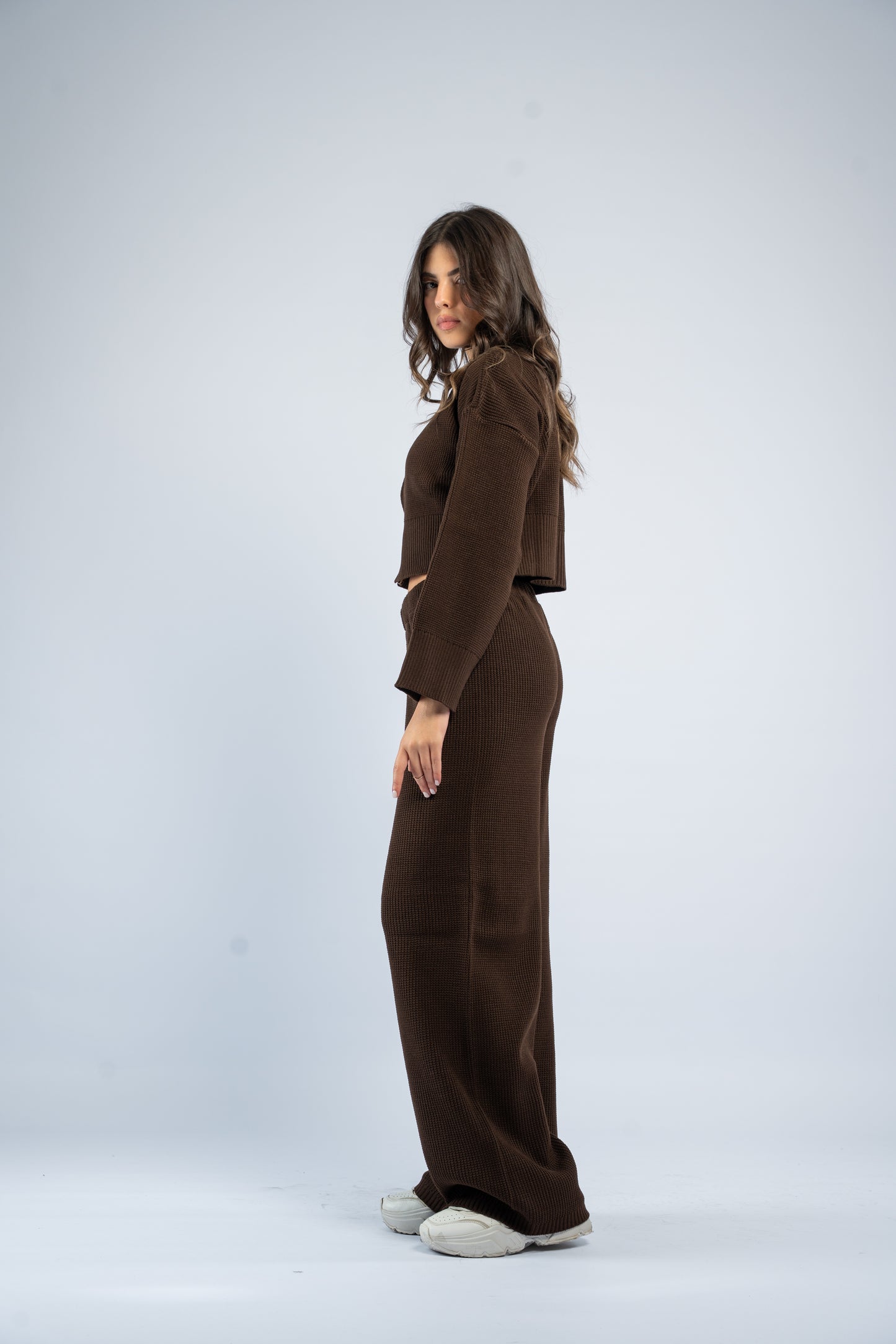 Cropped jacket knit set