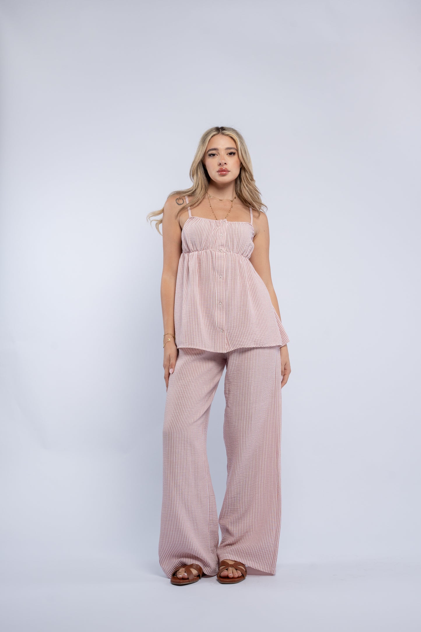 Breeze button striped set