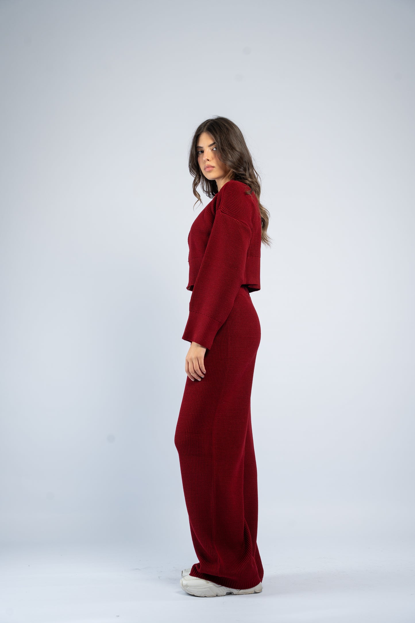 Cropped jacket knit set