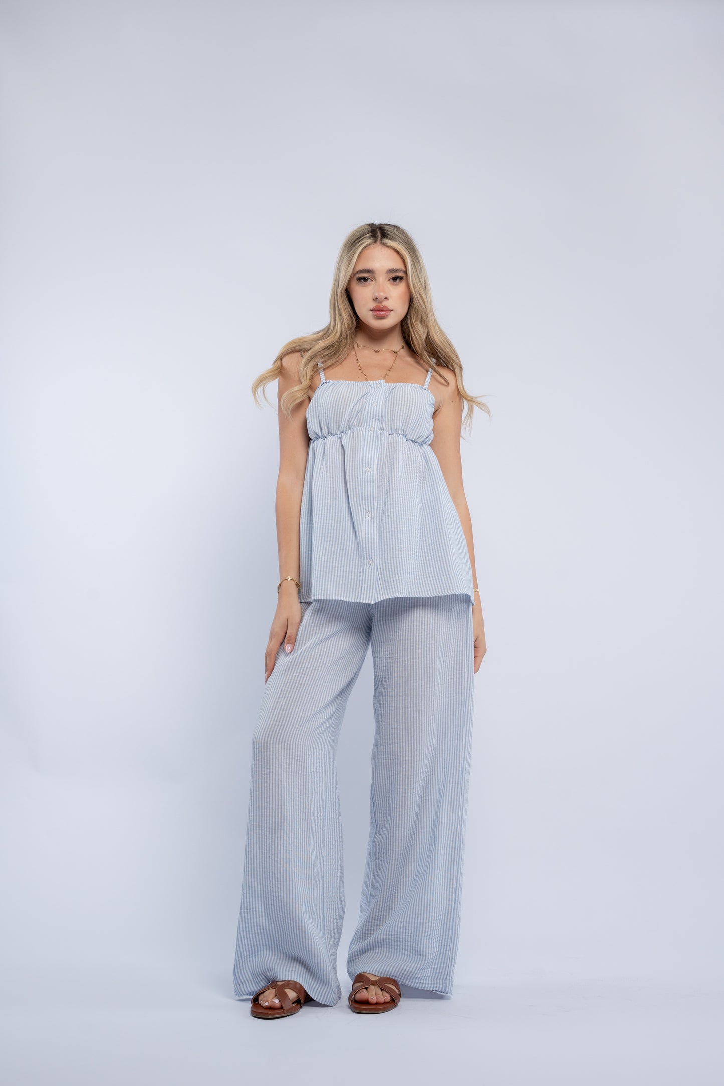 Breeze button striped set