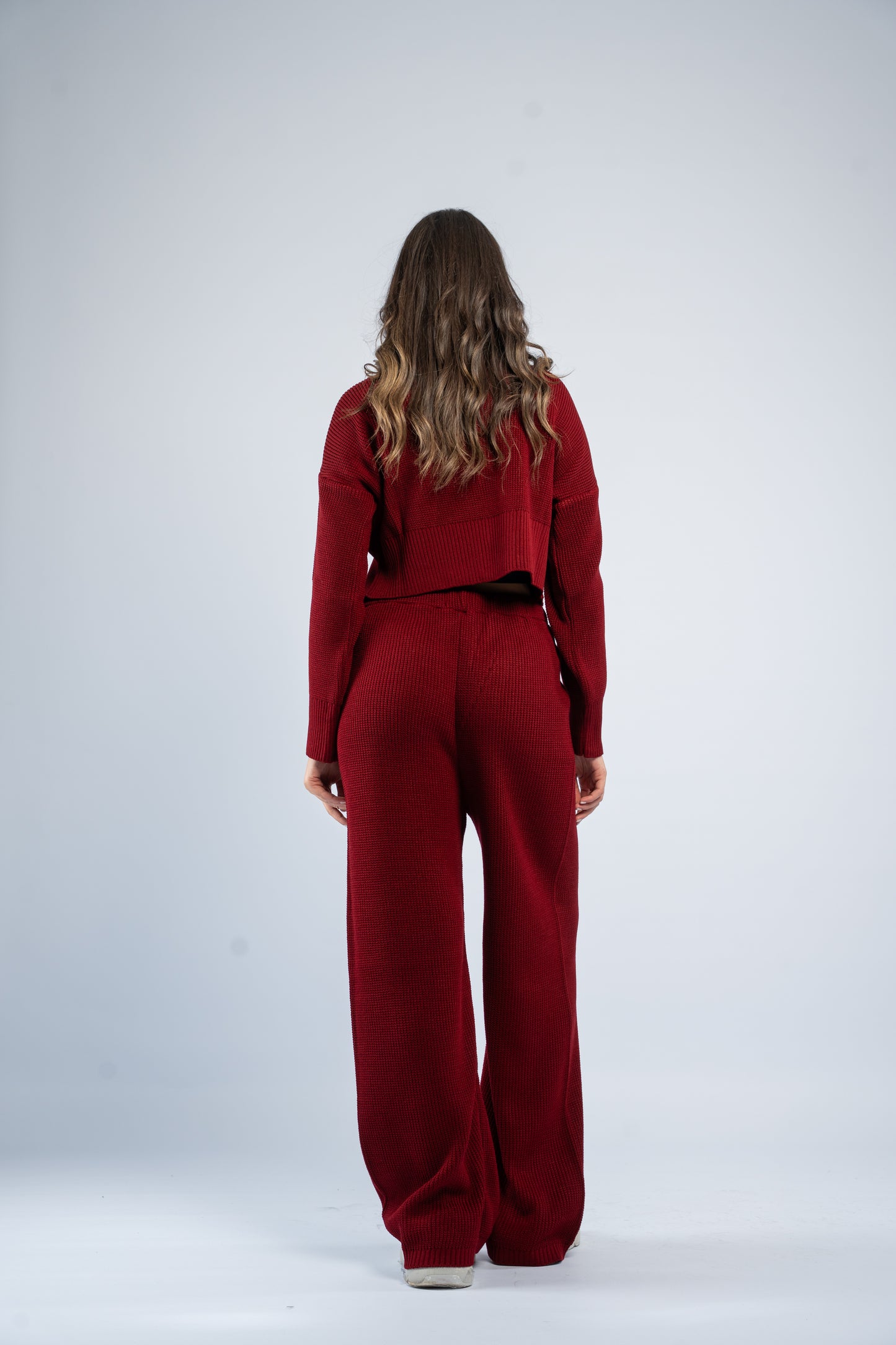 Cropped jacket knit set