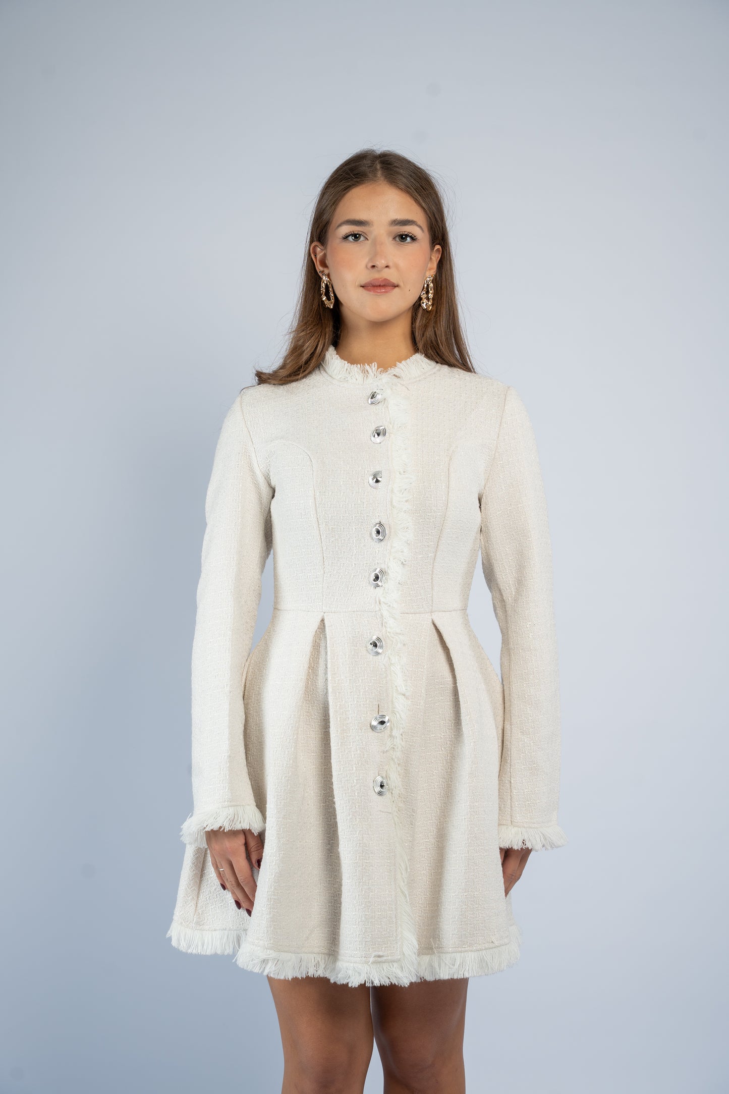Buttoned tweed dress
