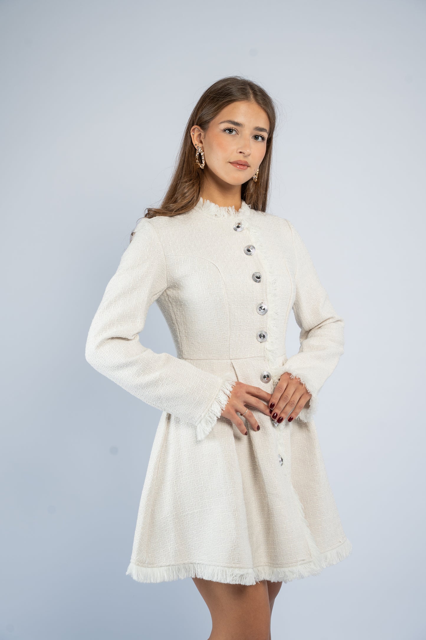 Buttoned tweed dress