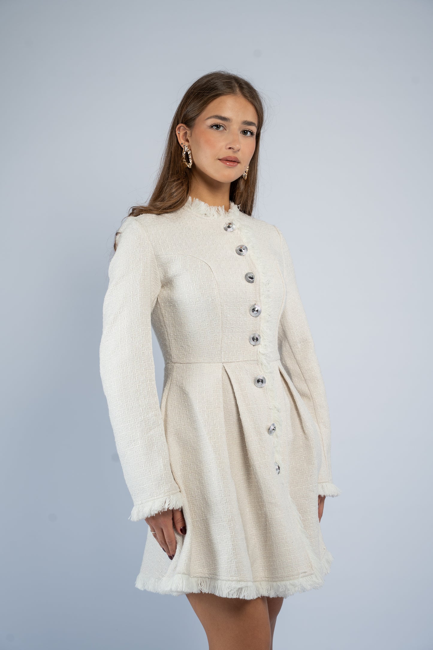 Buttoned tweed dress
