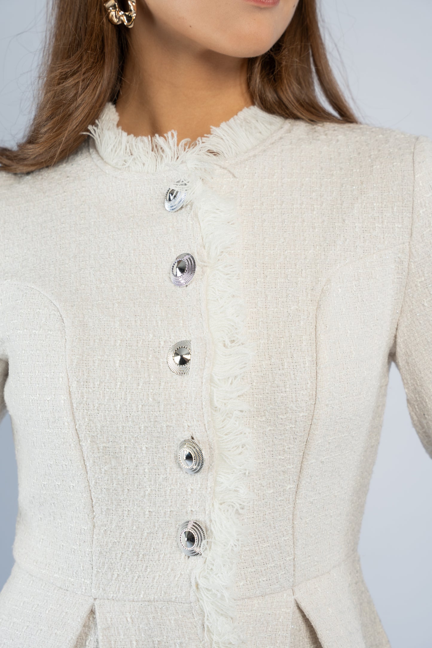 Buttoned tweed dress