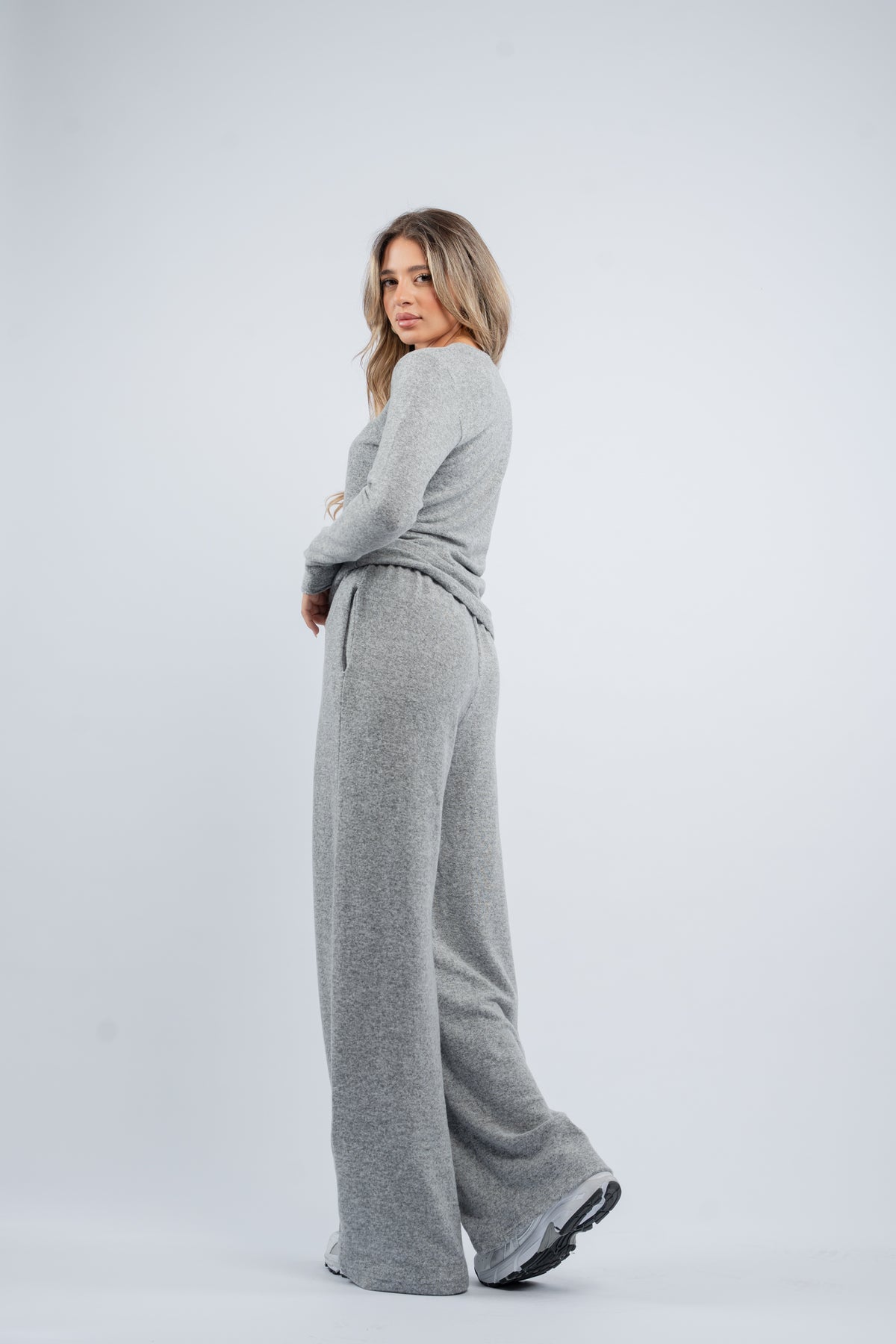 Soft knit buttoned set