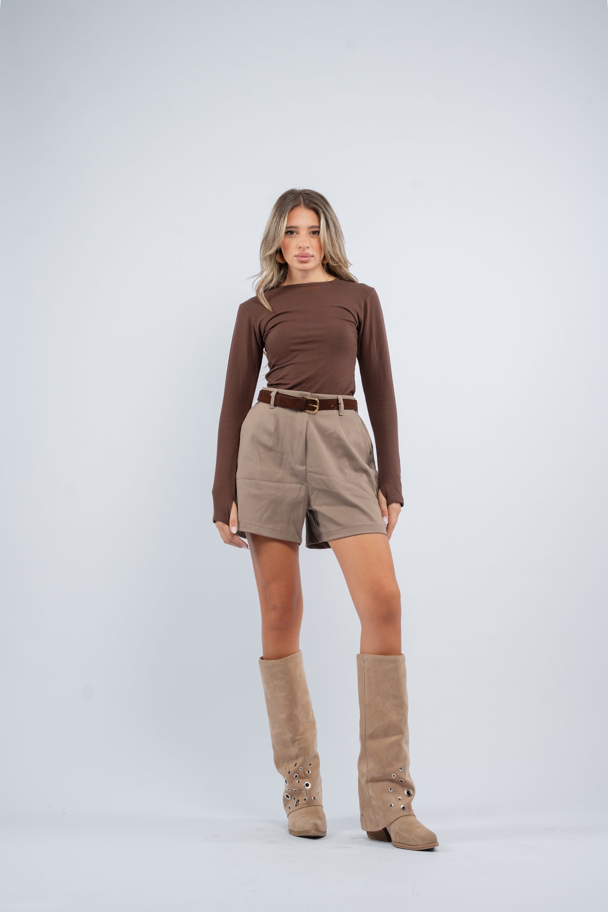 Belted shorts