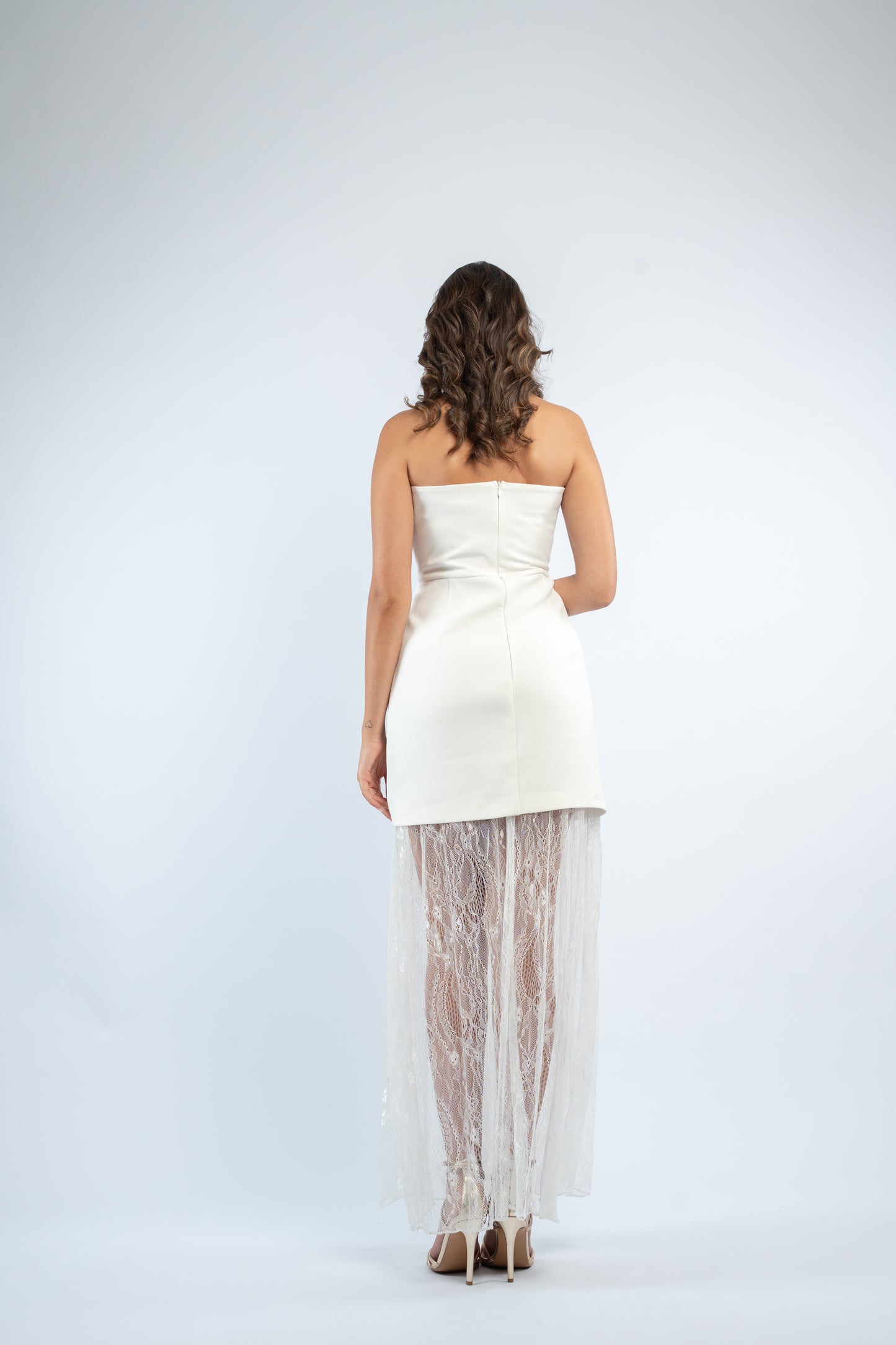 Lace hem strapless dress