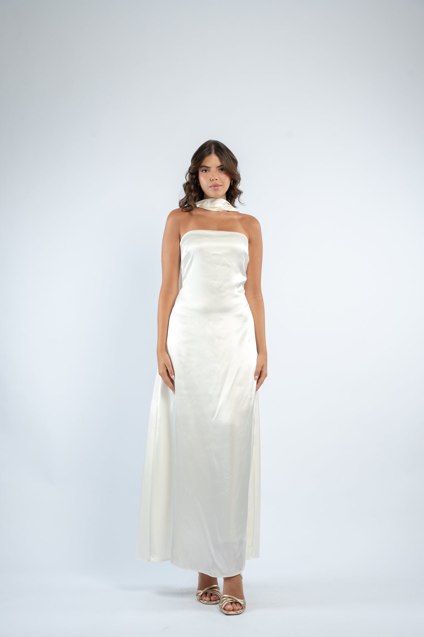 Tie back satin dress