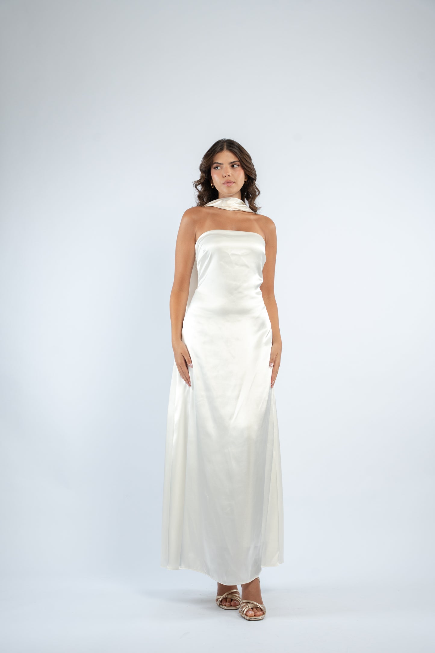 Tie back satin dress