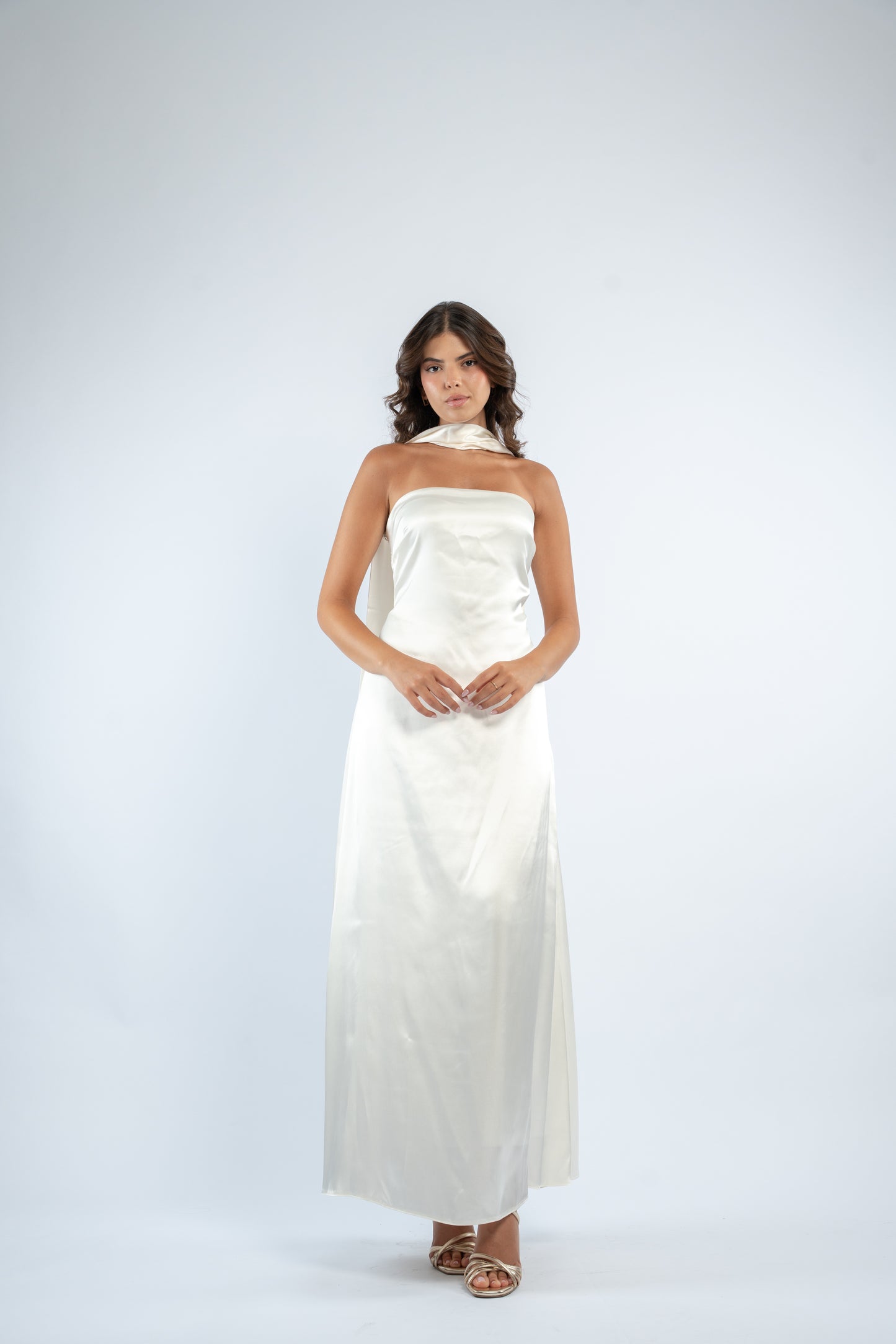 Tie back satin dress