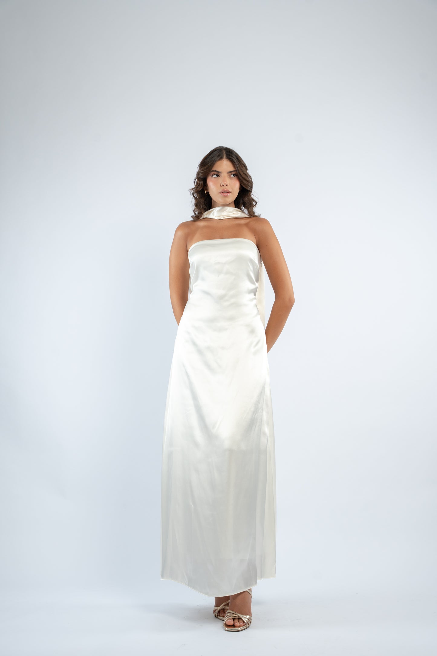Tie back satin dress