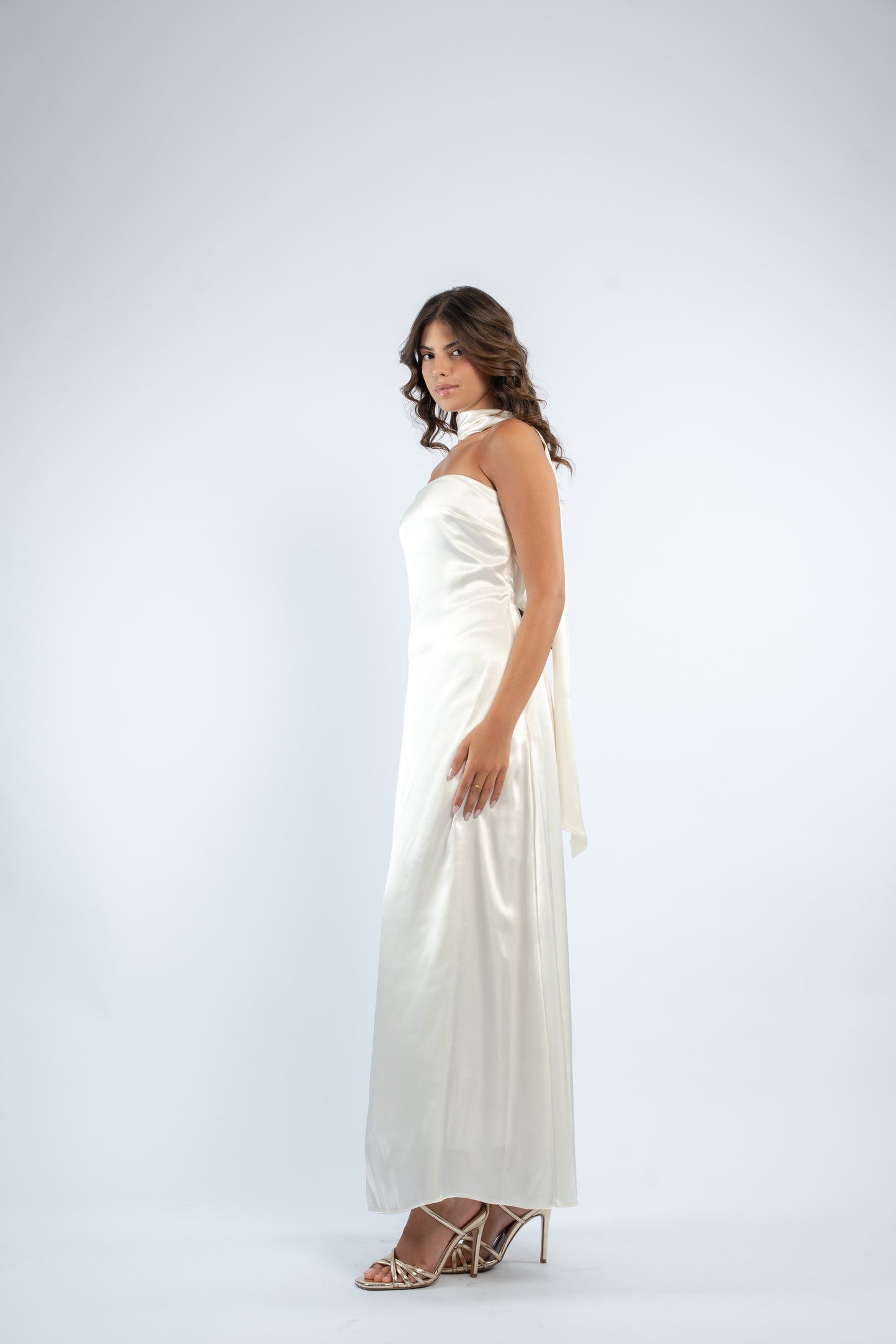 Tie back satin dress