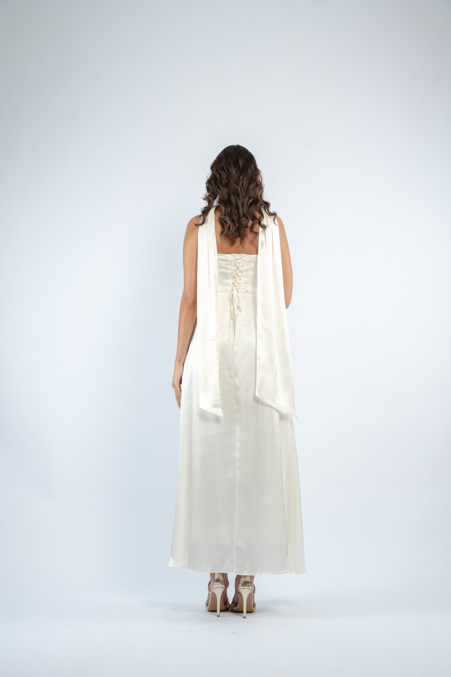 Tie back satin dress