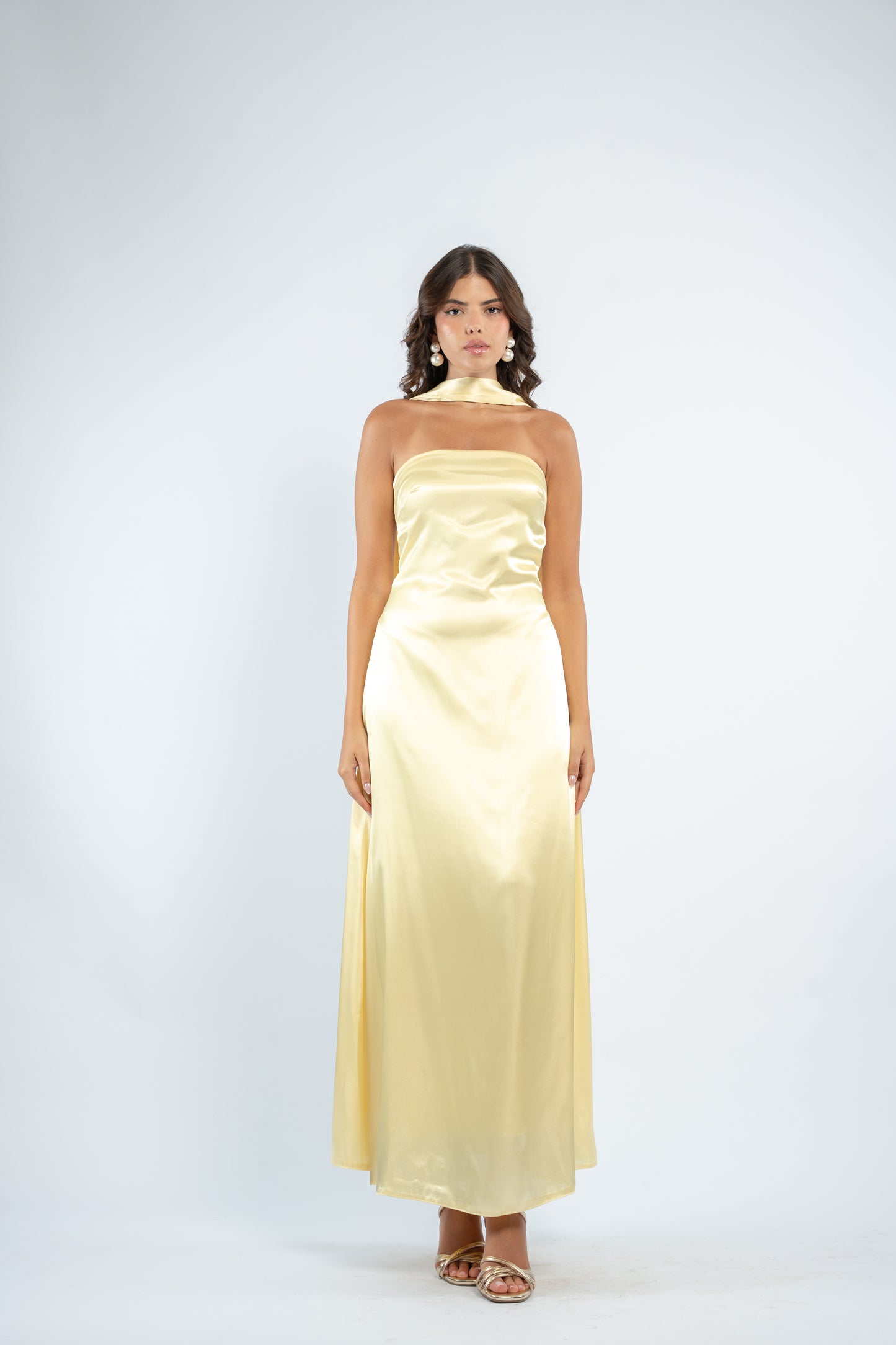 Tie back satin dress