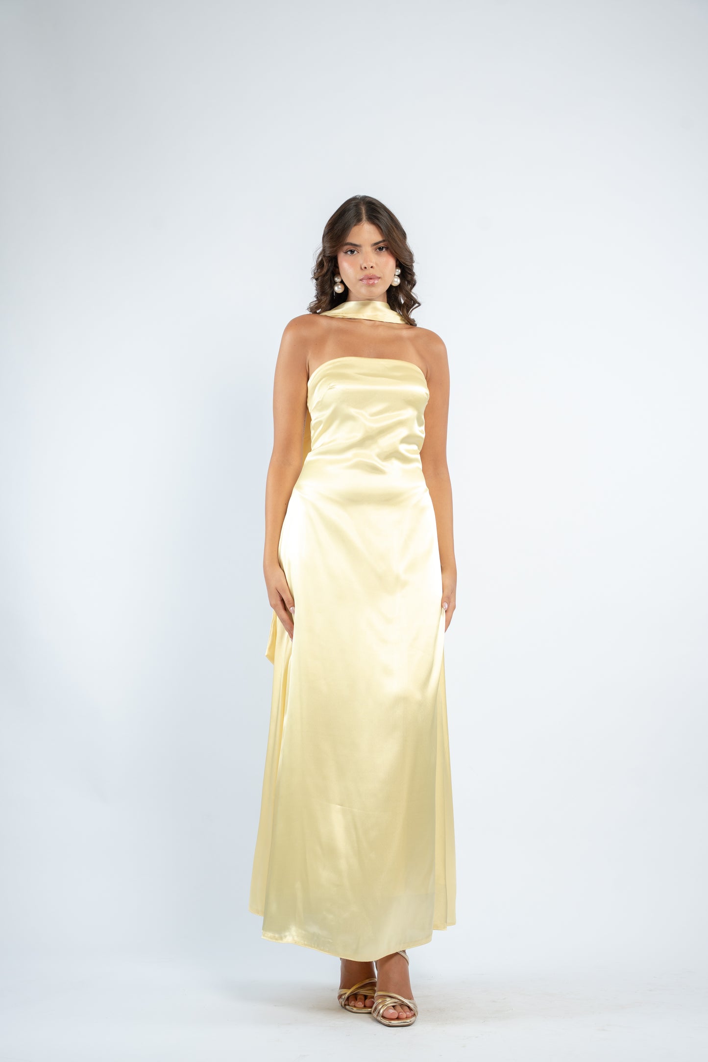 Tie back satin dress