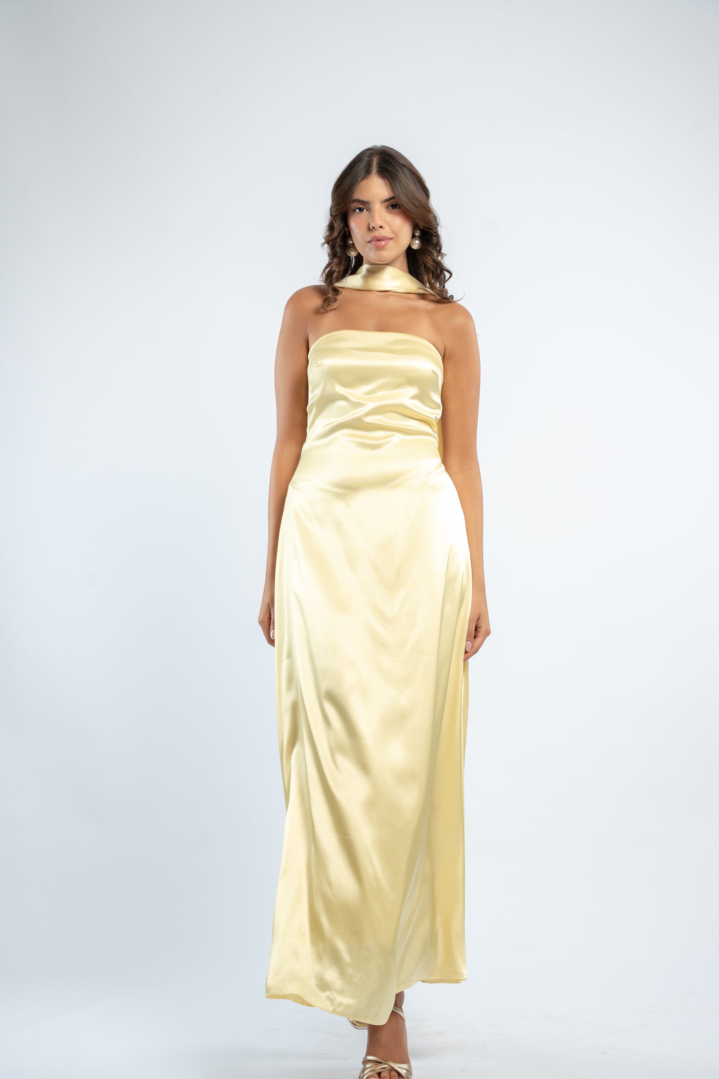 Tie back satin dress