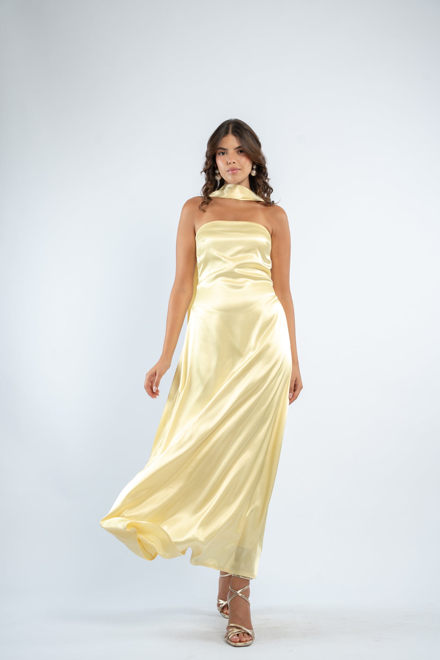Tie back satin dress