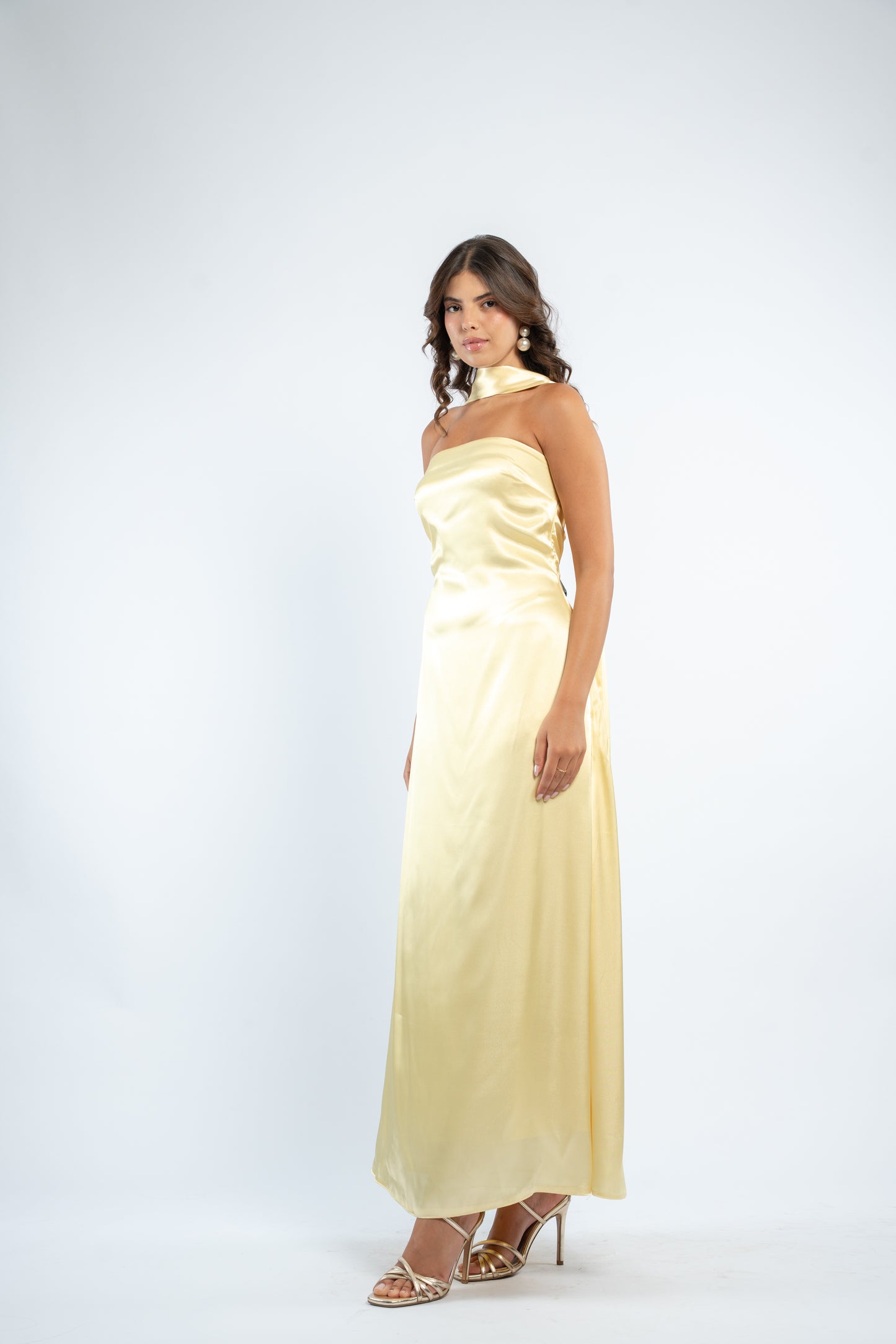 Tie back satin dress