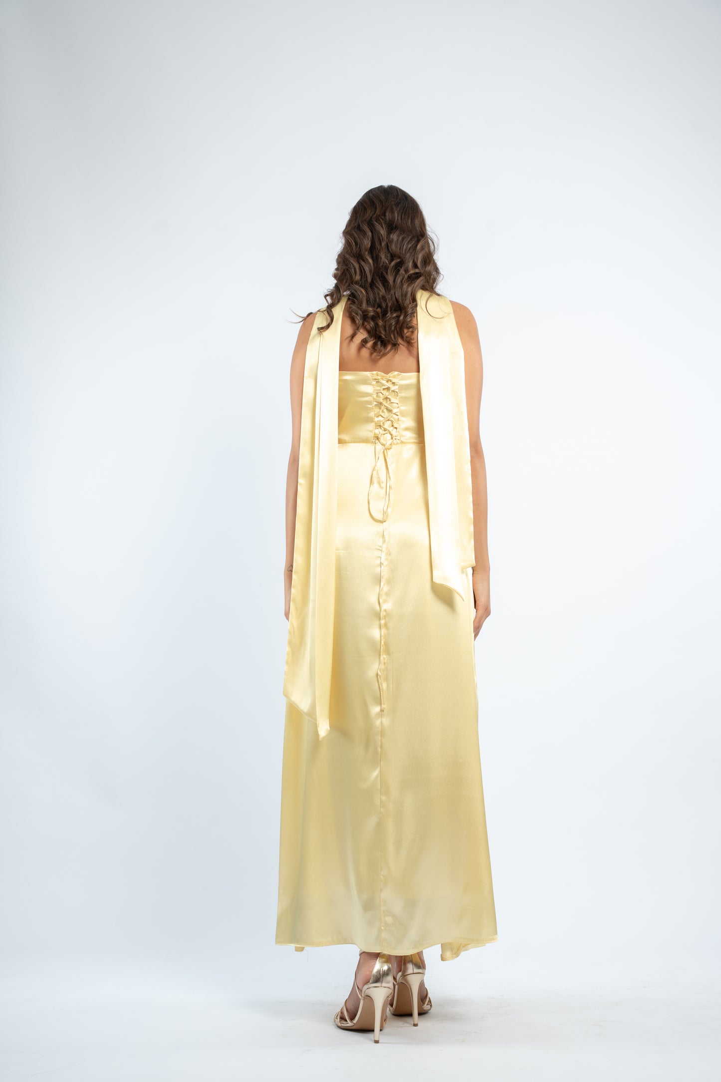 Tie back satin dress
