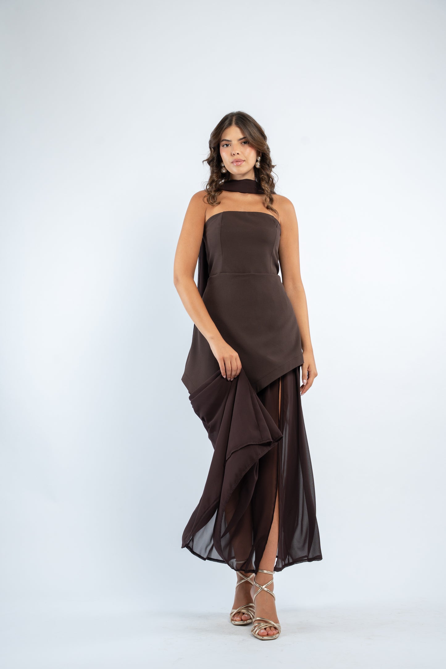 Scarf neck dress