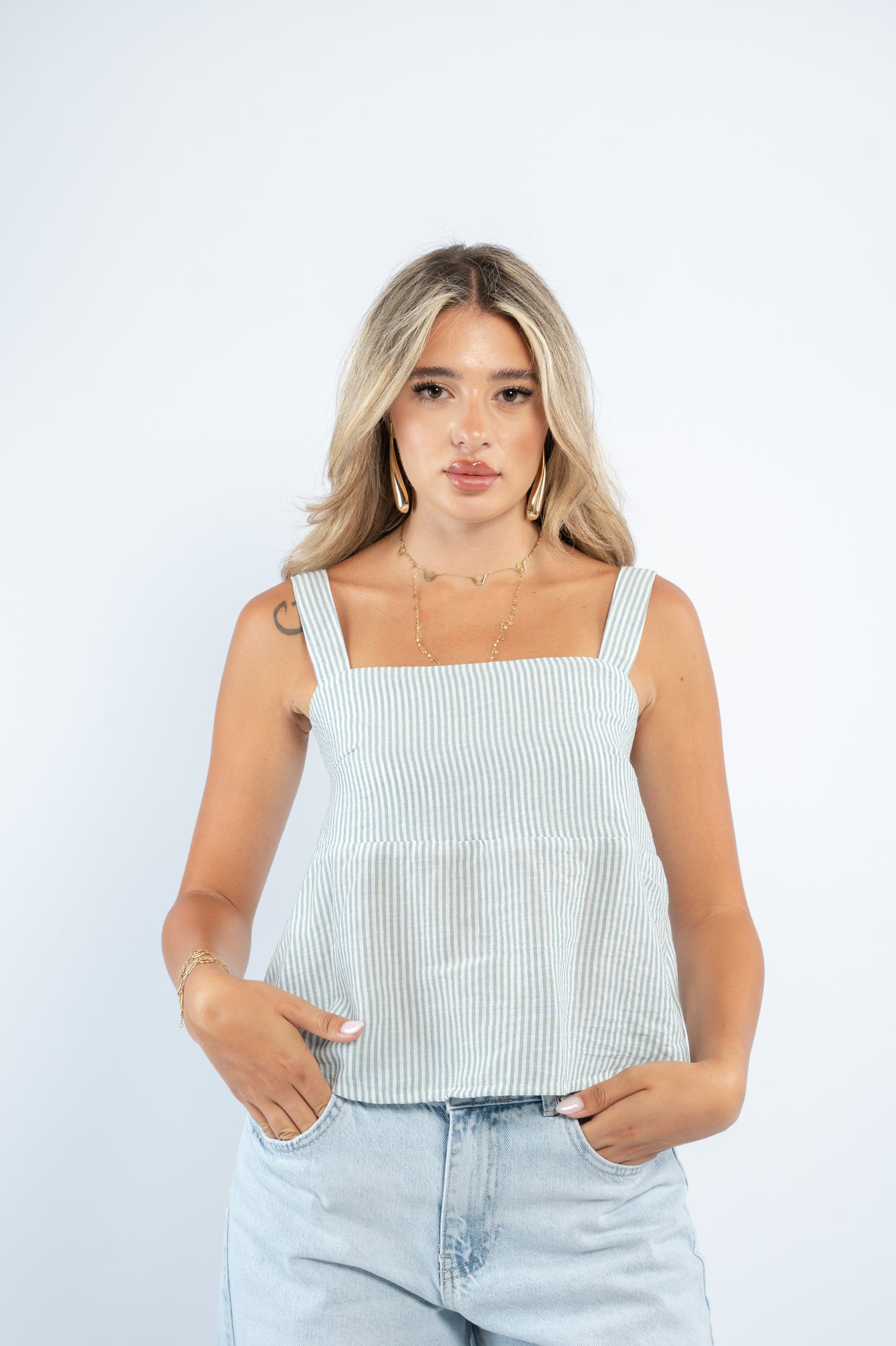 Striped tie top