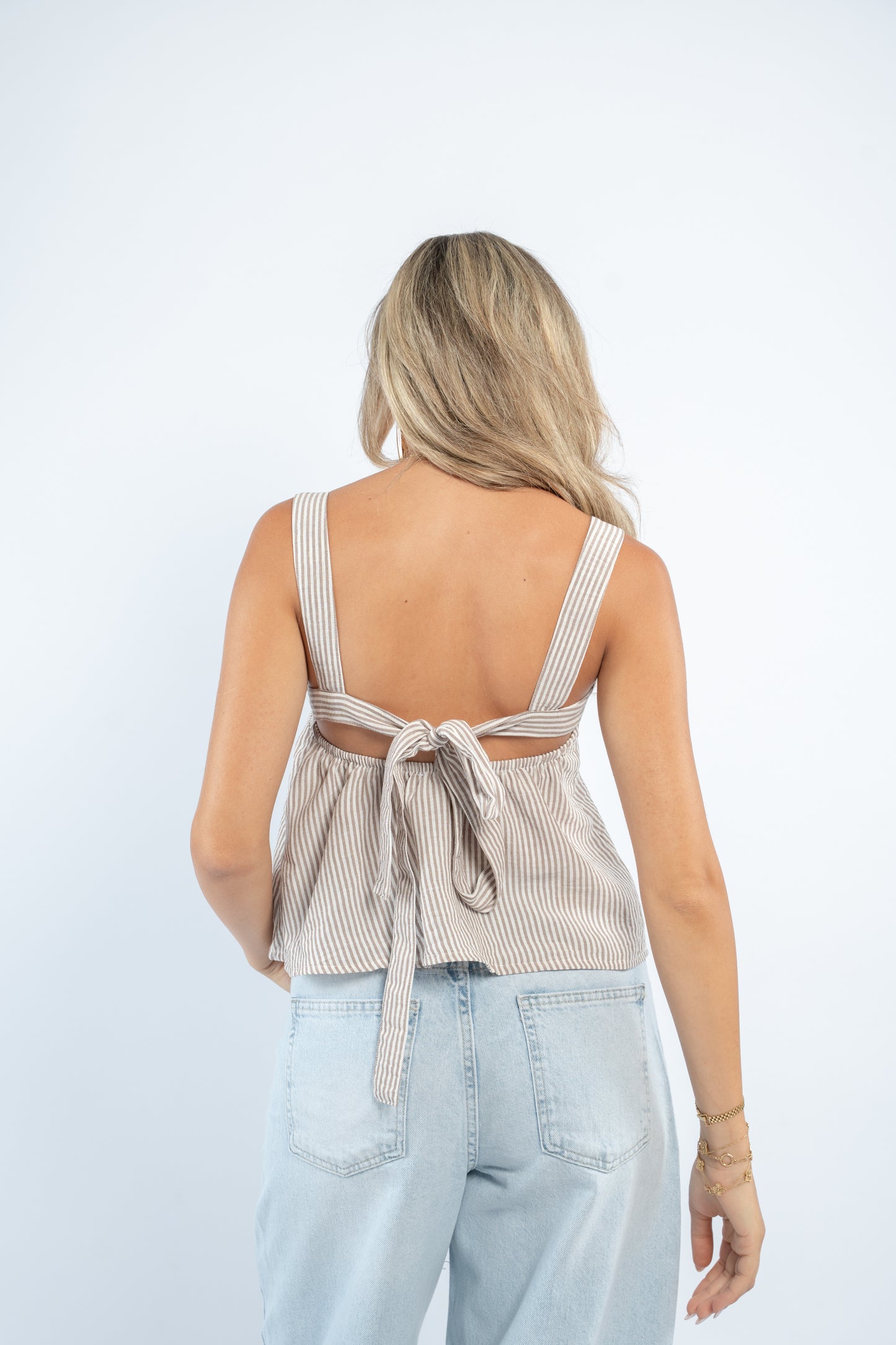 Striped tie top