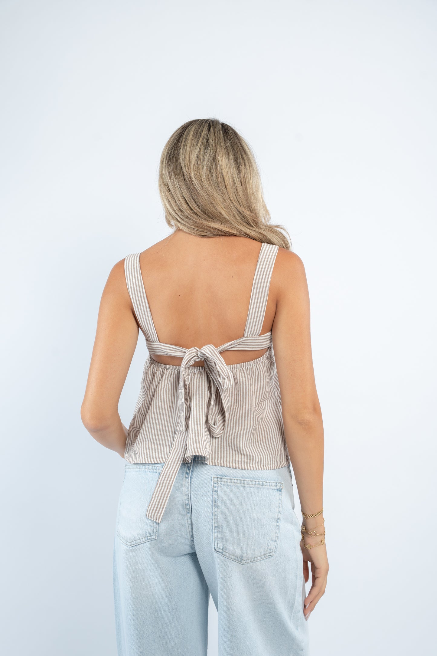 Striped tie top