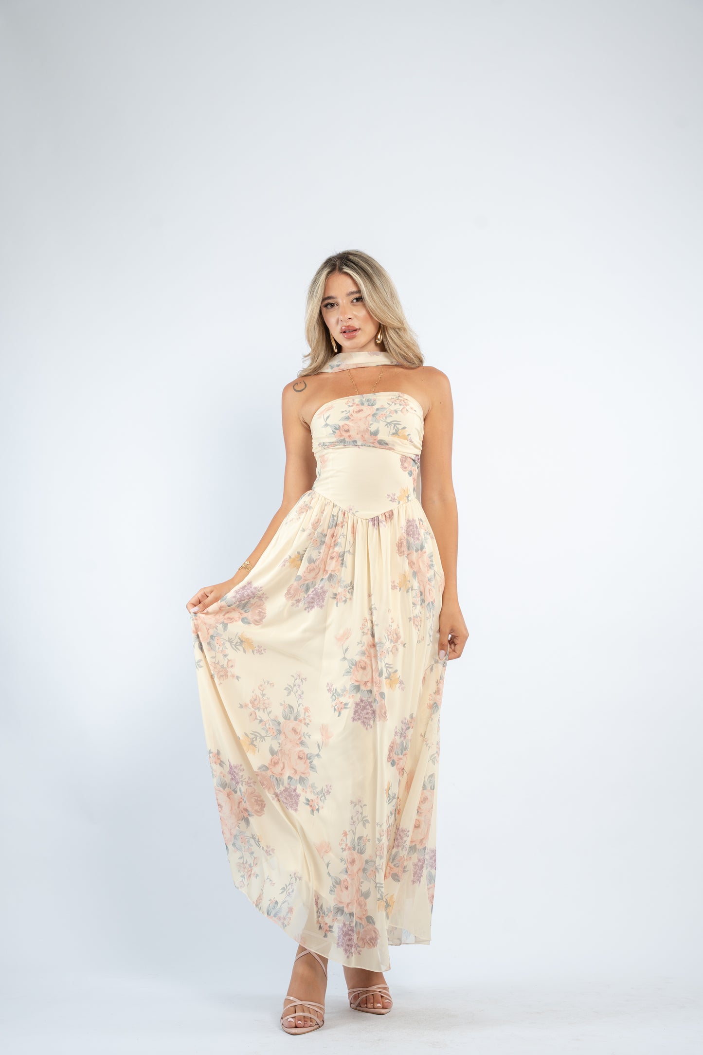 Floral scarf dress