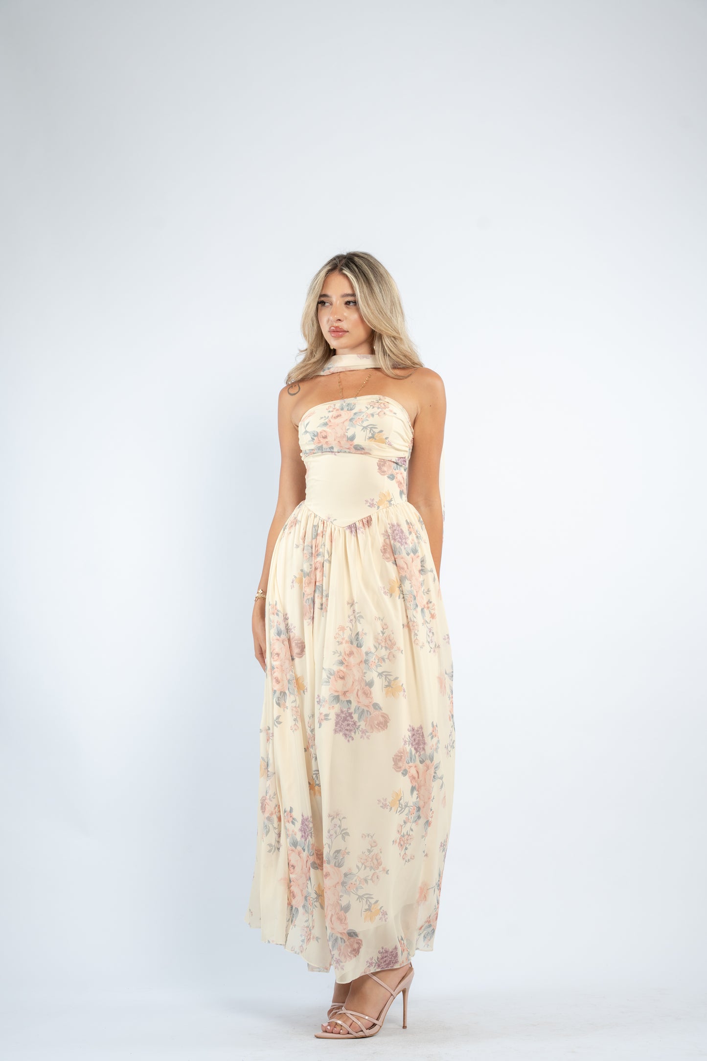 Floral scarf dress
