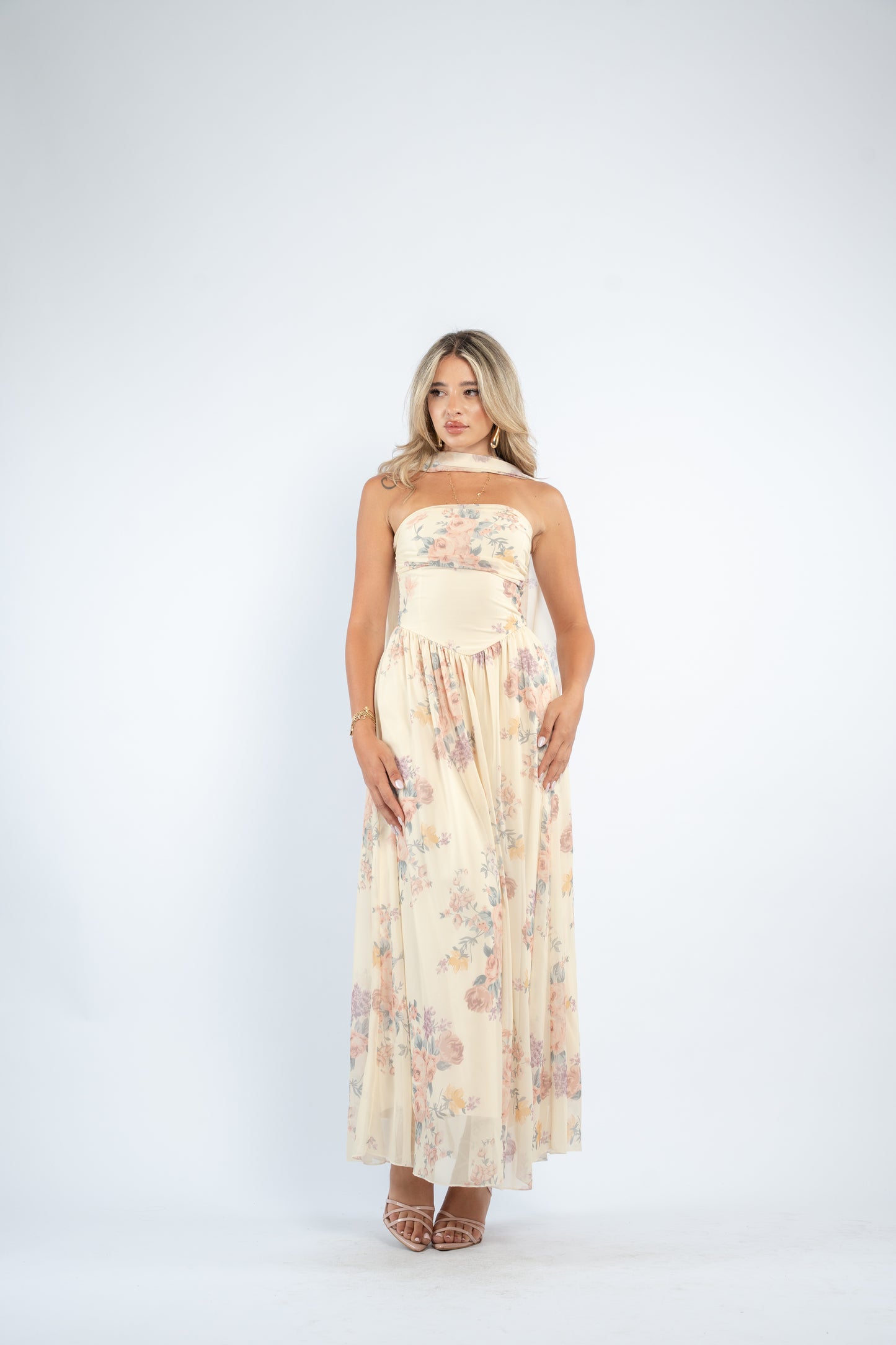 Floral scarf dress