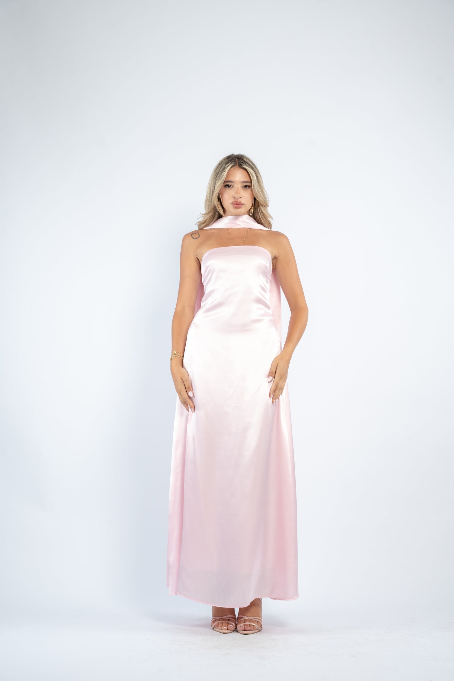 Tie back satin dress