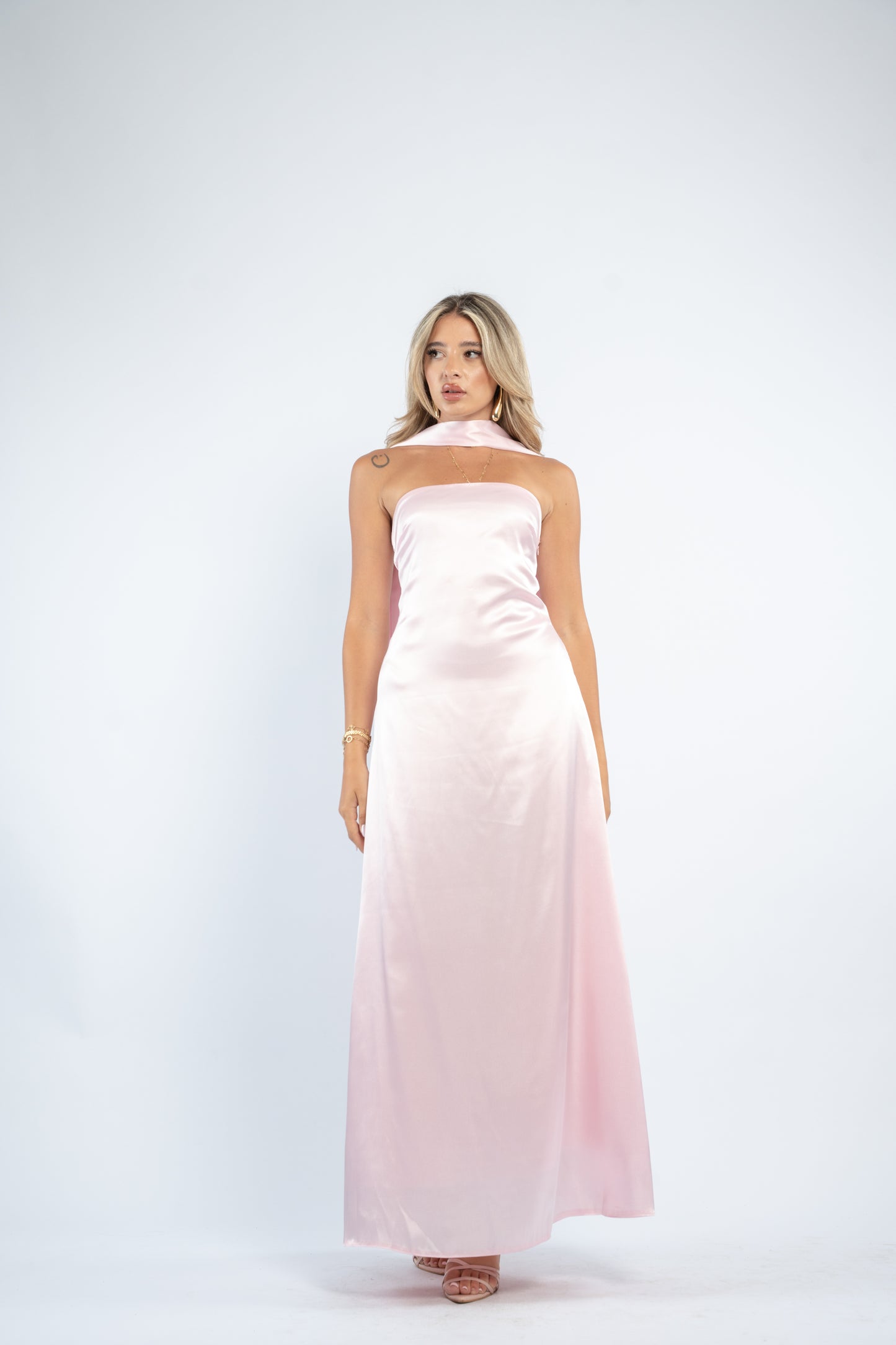 Tie back satin dress