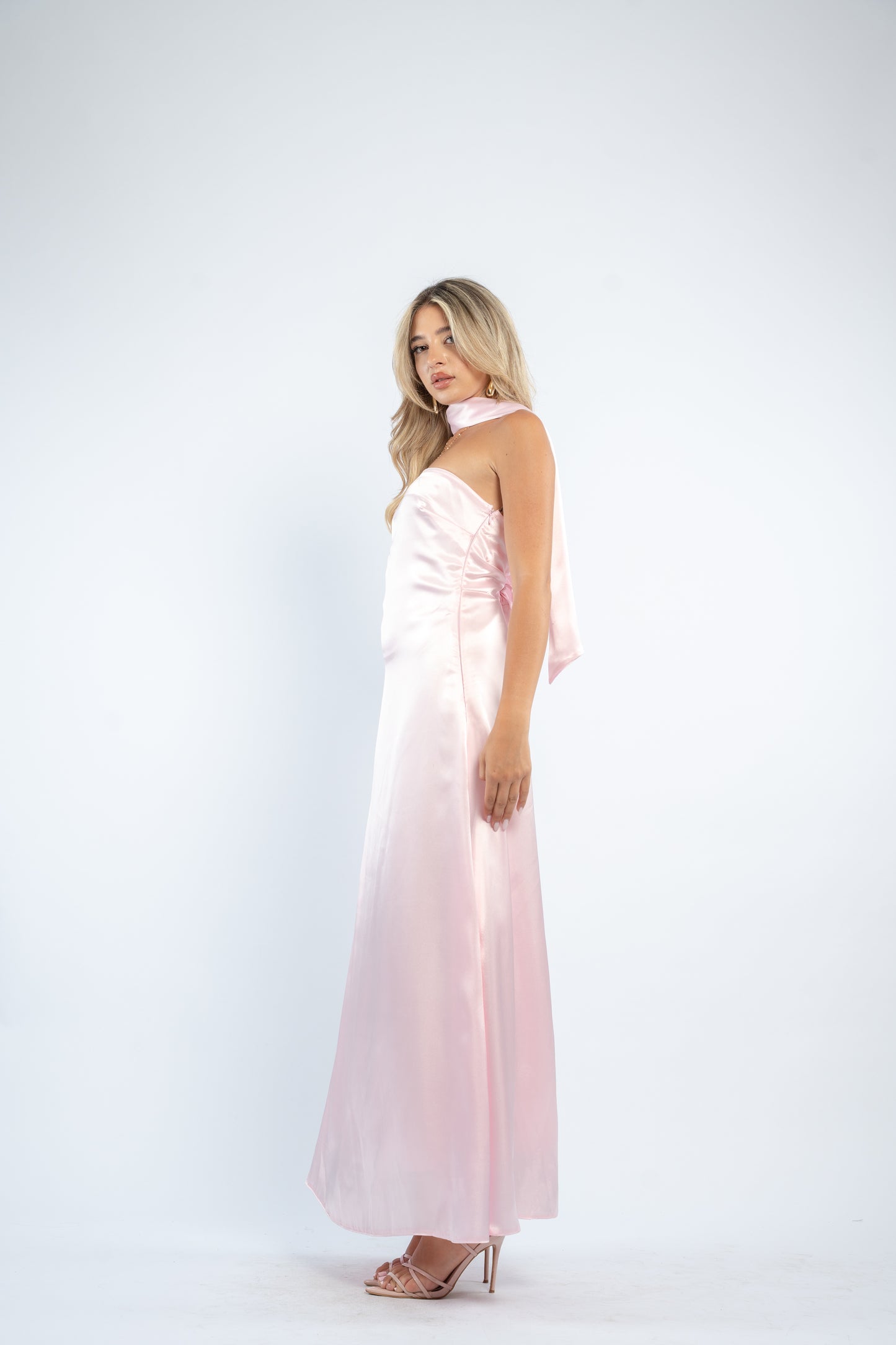 Tie back satin dress