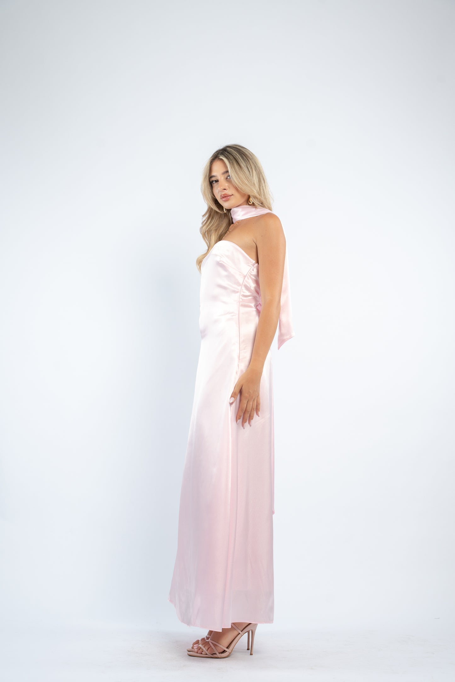Tie back satin dress