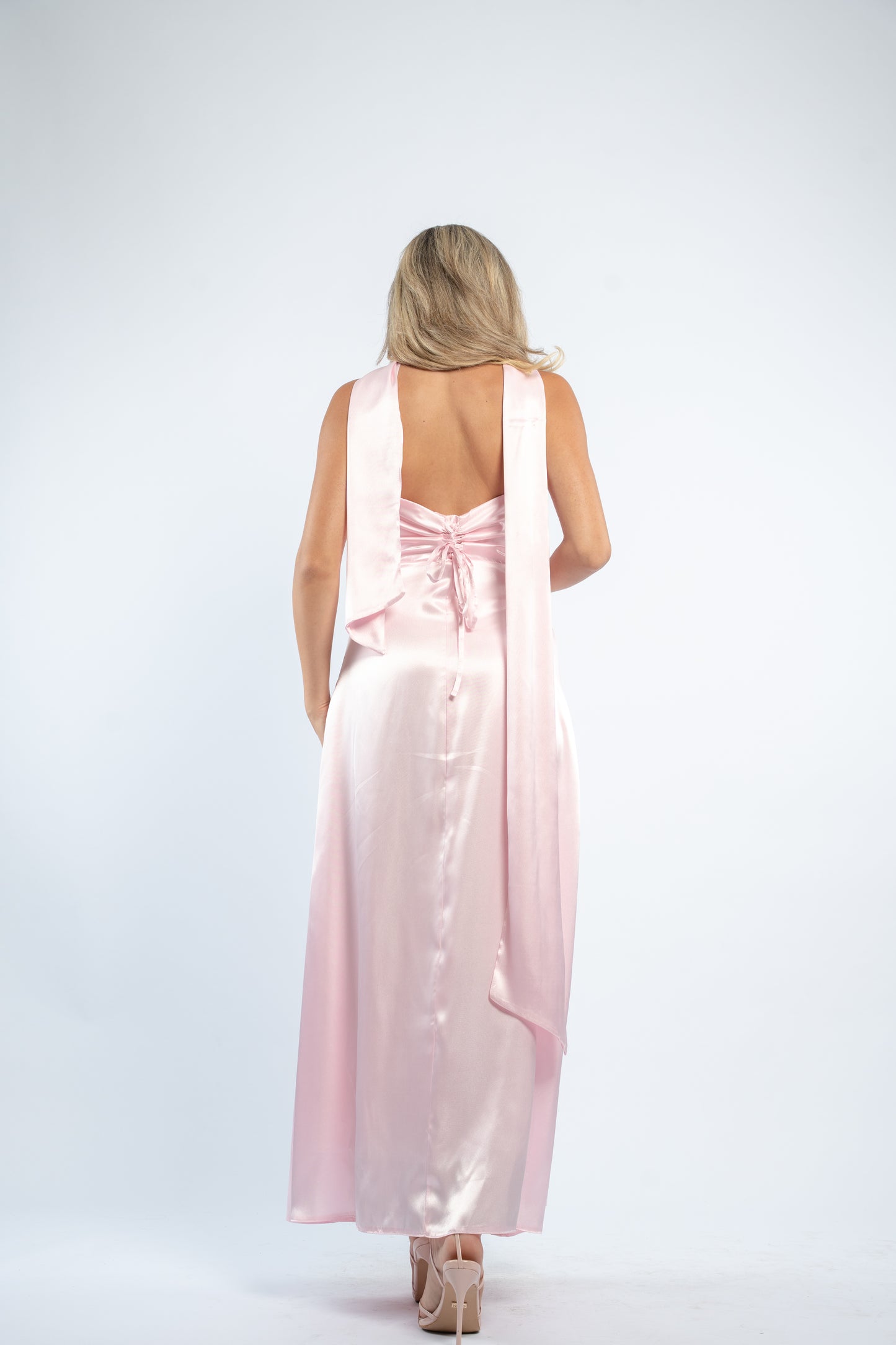 Tie back satin dress