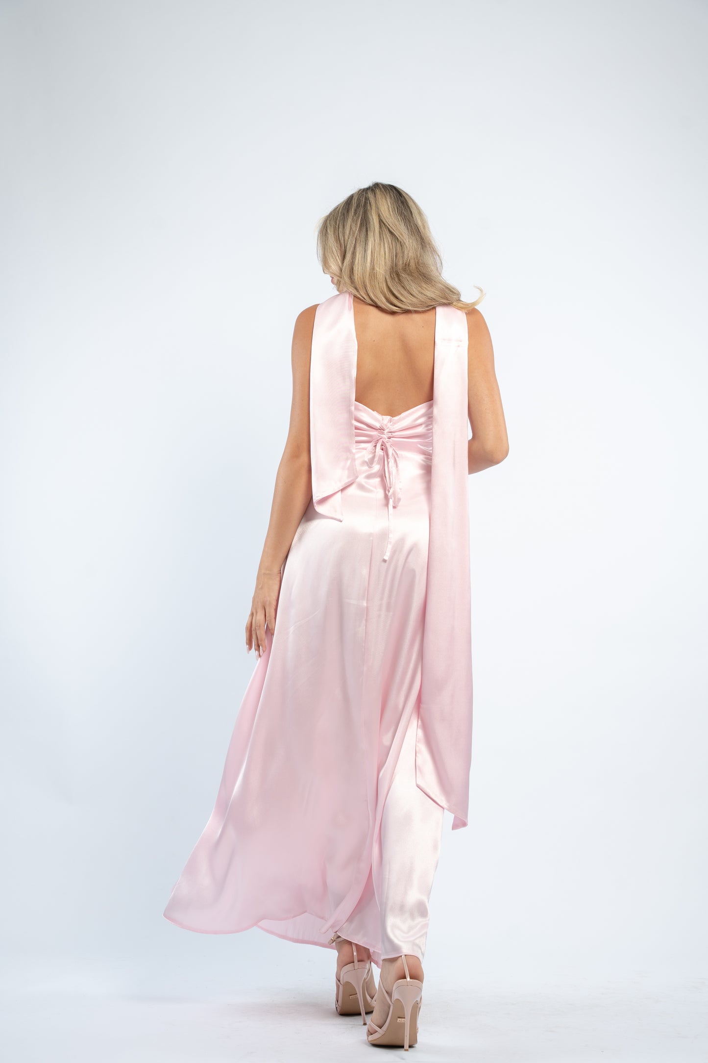 Tie back satin dress