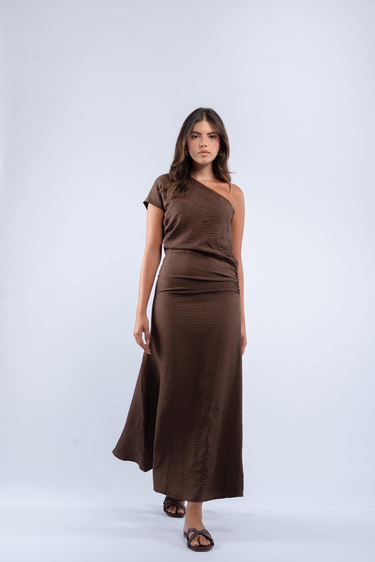 One- shoulder linen dress