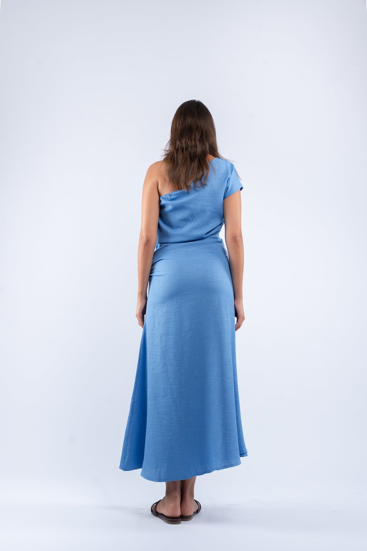 One- shoulder linen dress